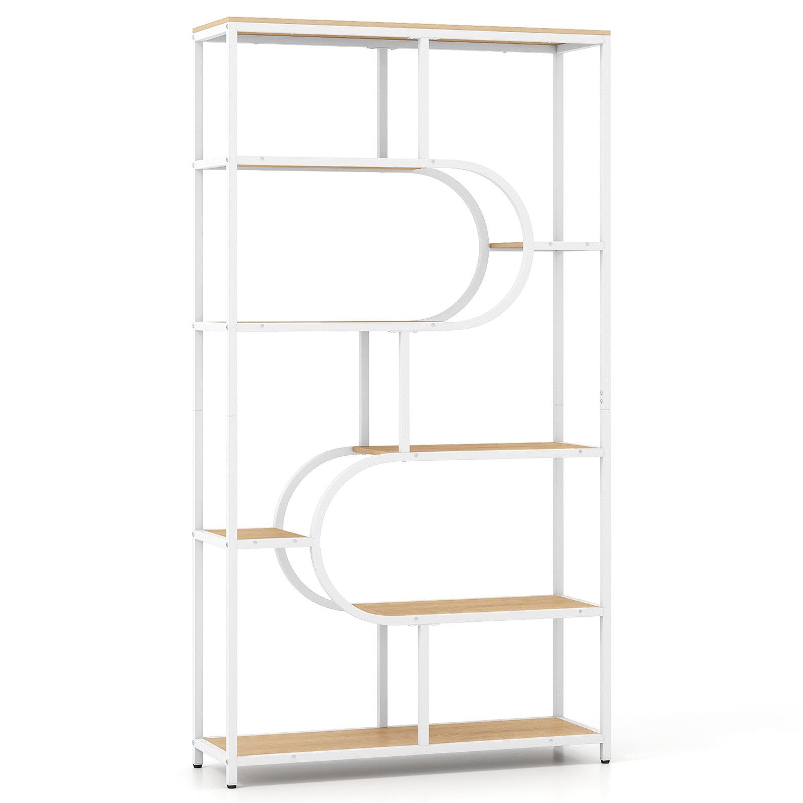 COSTWAY Bücherregal, 5-stöckiges Standregal geometrisch Metallrahmen 30x95x günstig online kaufen