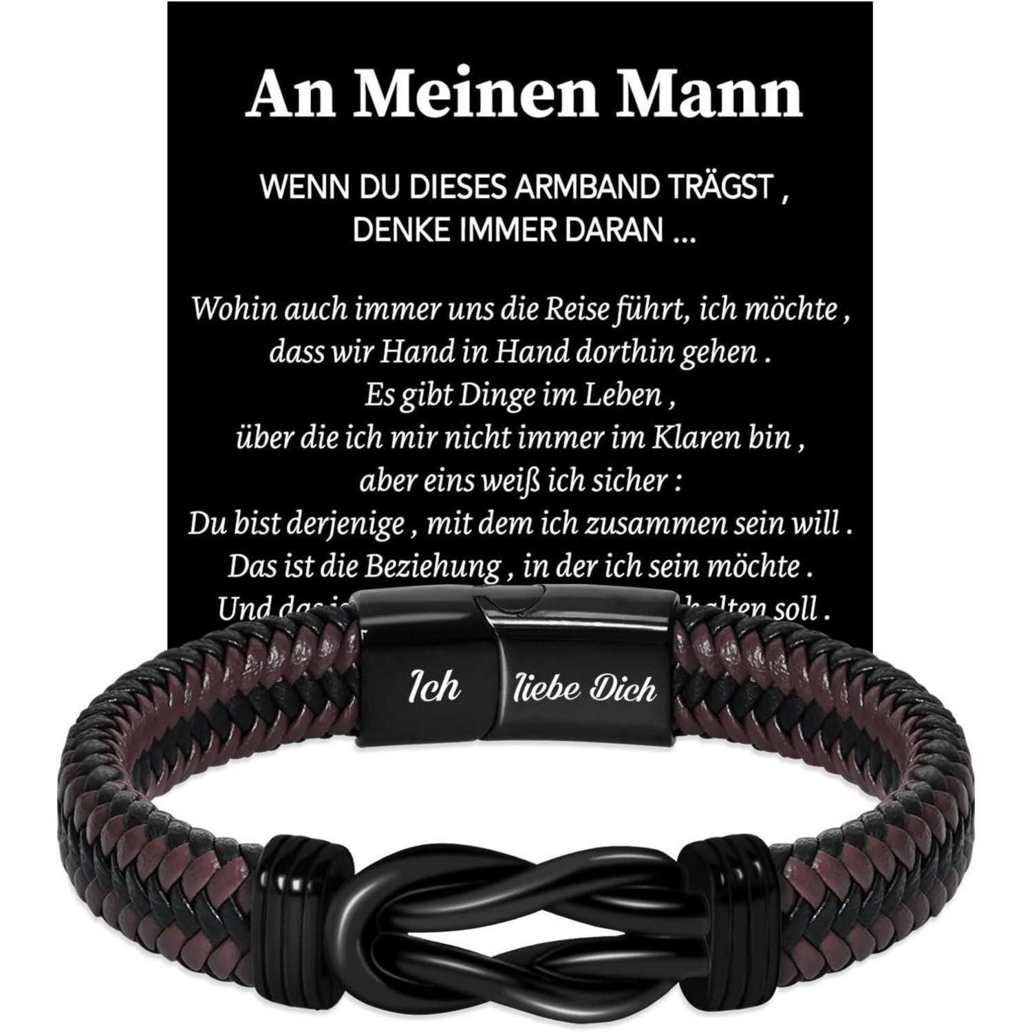 LuxusKollektion Lederarmband Armband Kunstlederarmband Ich liebe dich Geschenk Männer Armband für