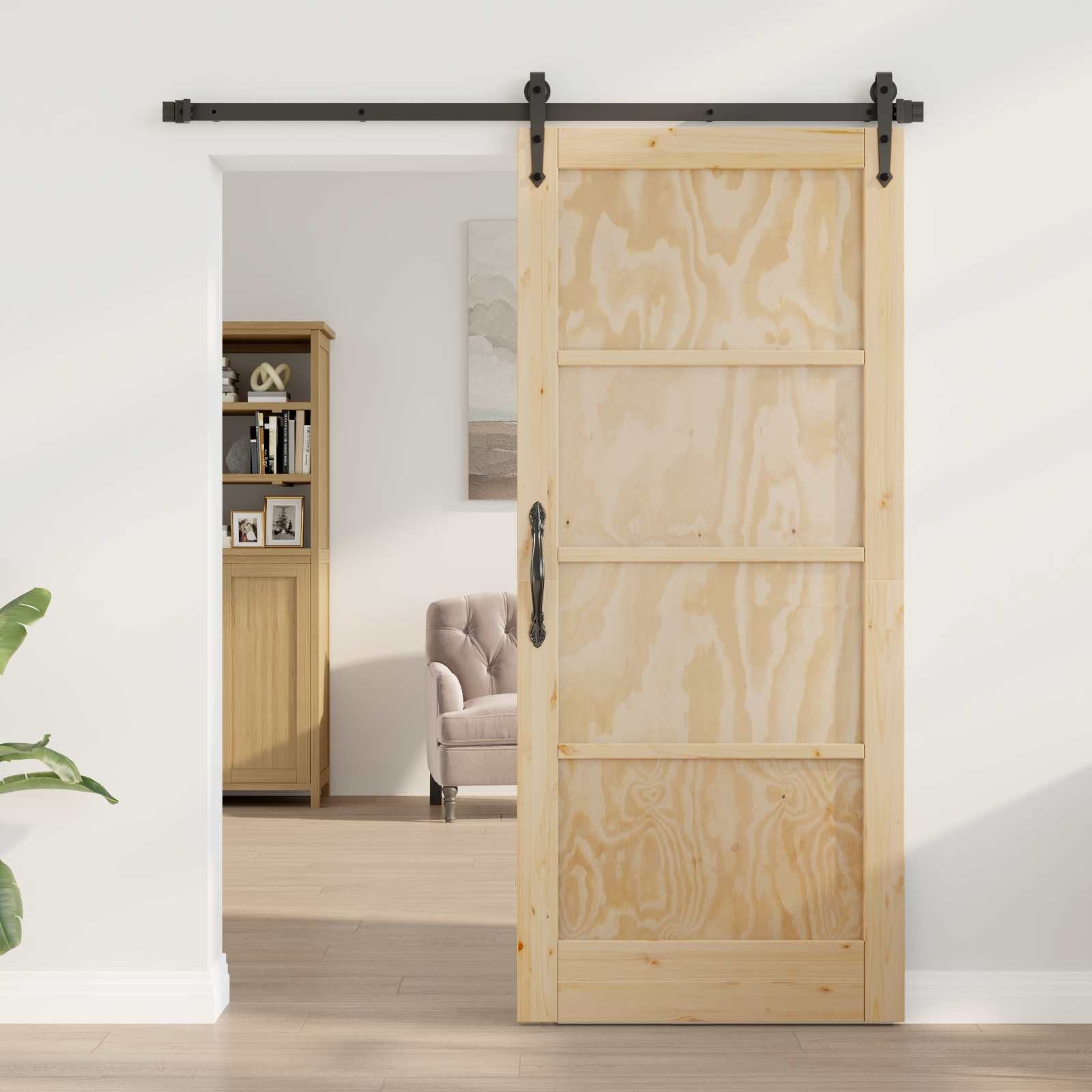 vidaXL Haustür Schiebetür ORKDAL Natürlich und Schwarz 86 x 211 cm (1-St)