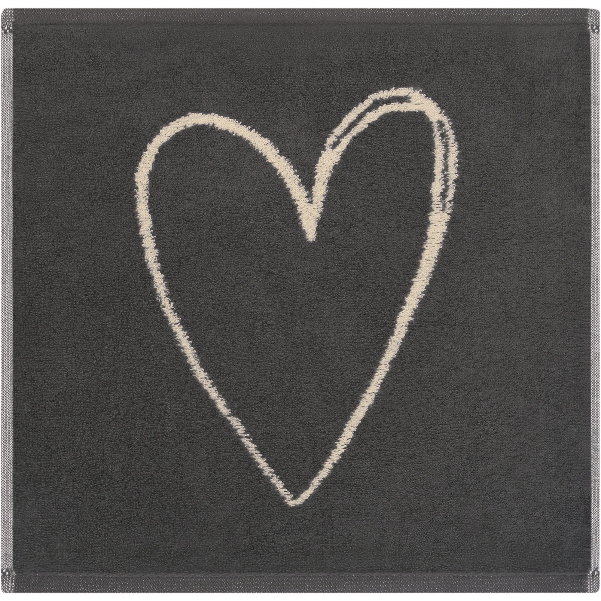 Cawö Handtücher Heart Beats You & Me 6285 3er Set Frottier, 100% Baumwolle