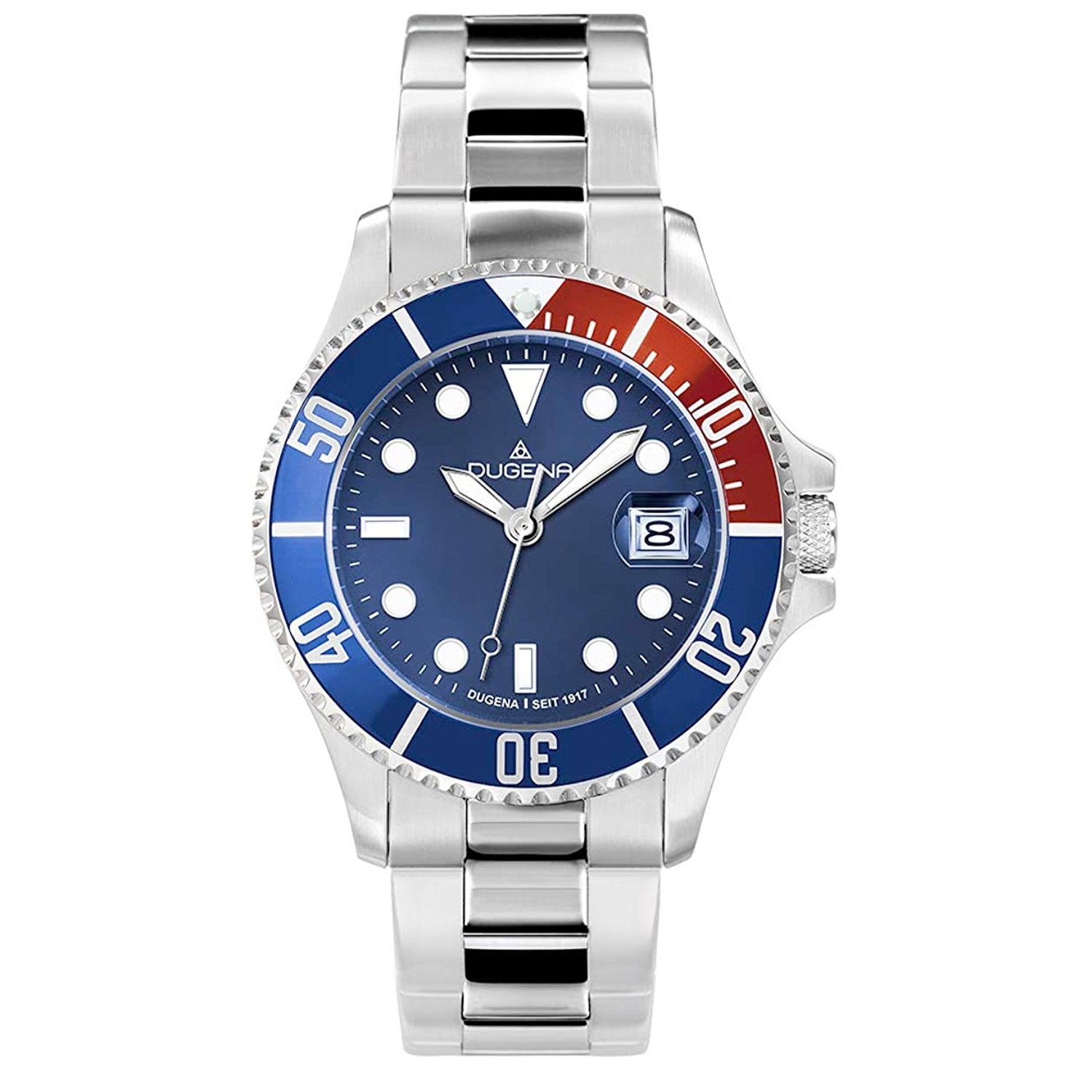 Silber/Blau/Rot Dugena Quarz Quarzuhr Diver 4461010