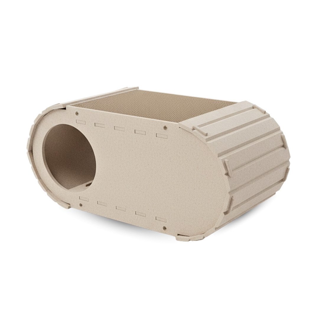 Lyveo Katzenhaus Katzenhöhle Katzenbett für Katzen 60x31x27cm Kratzbrett mit Pappe, Katzenversteck Katzenzelt mit 2 Eingängen