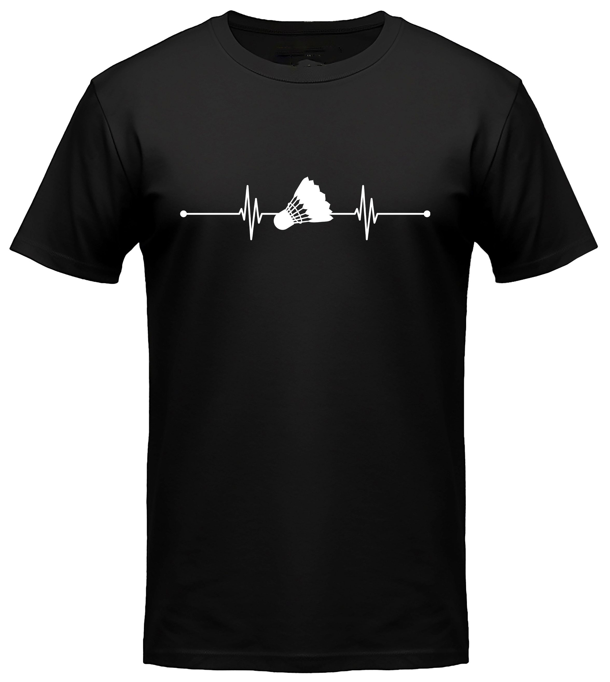 MyDesign24 T-Shirt Badminton Herschlaglinie print Shirt EKG Badminton T-Shirt schwarz kurzarm Regular Fit i563