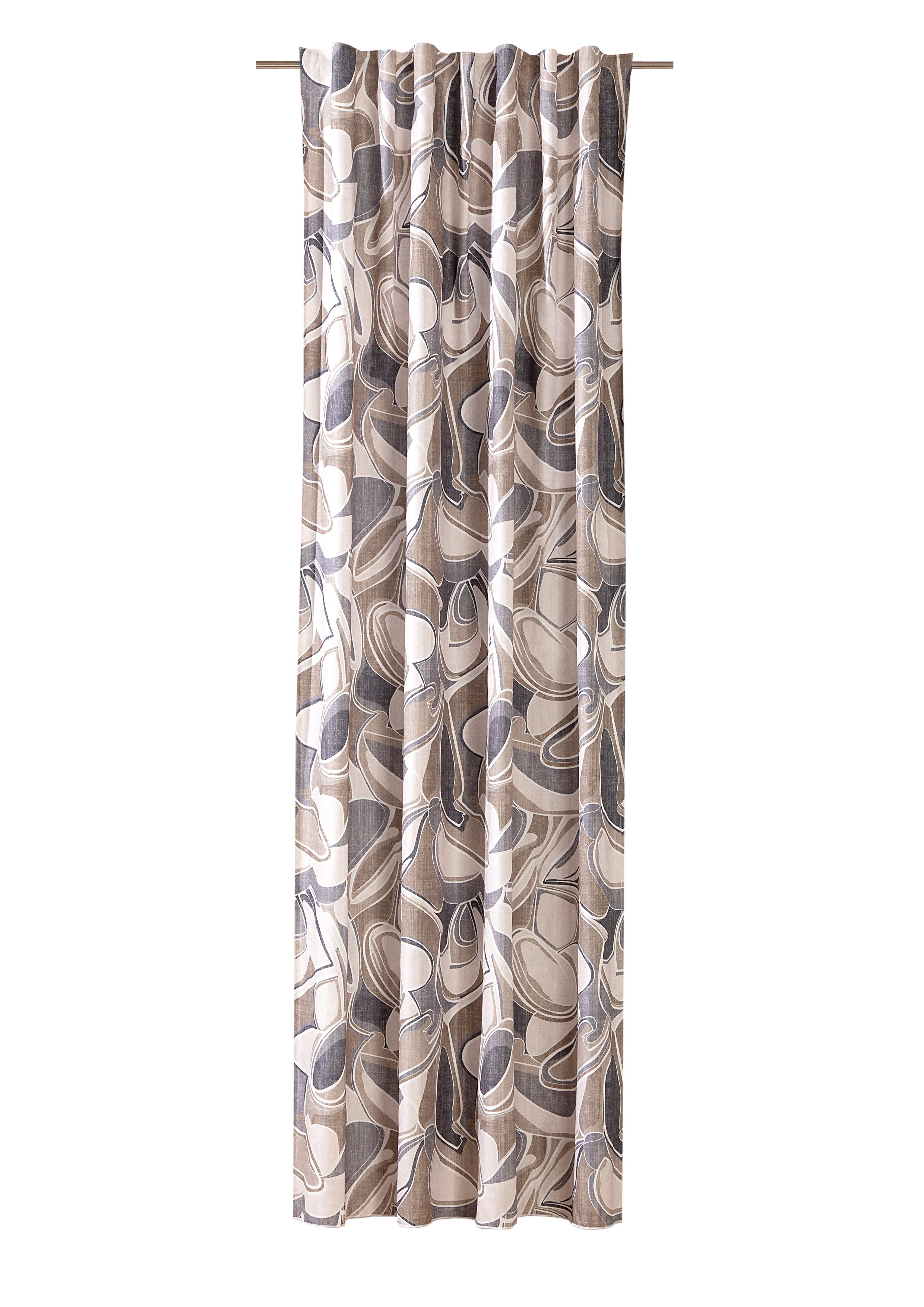 Verdi Vorhang Schlaufenbandschal Carlota 140 x 245 cm Blaugrau / Taupe, verdecketeSchlaufen, blickdicht