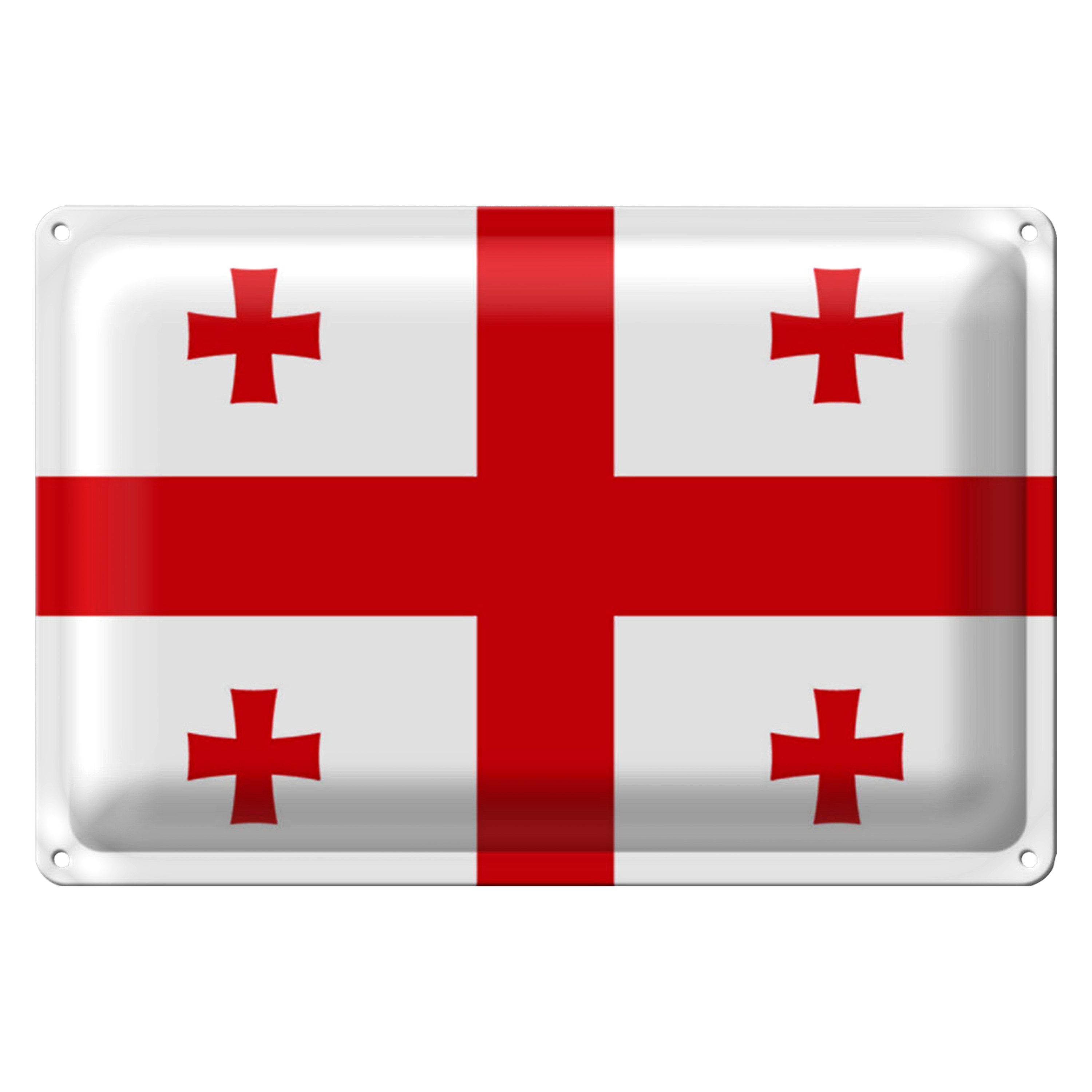 Roomando Metallschild Blechschild Flagge Georgien 30x20cm Flag of Georgia