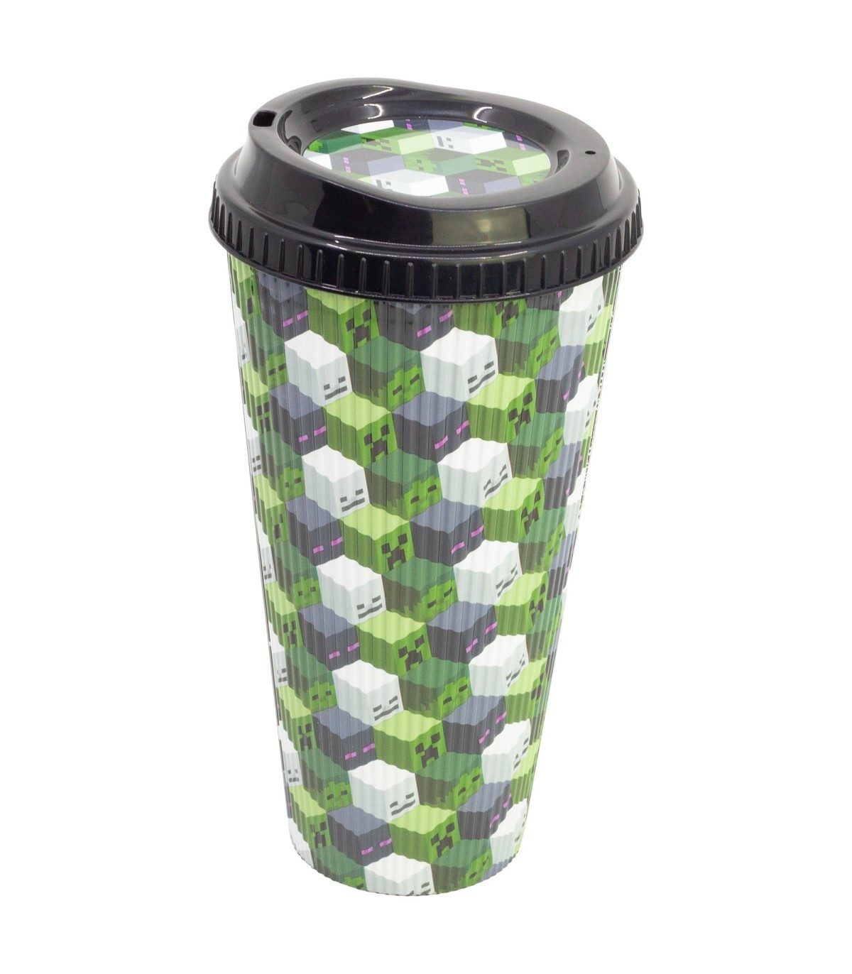 Minecraft Mehrwegbecher Golden 790 ml mit strukturierter Oberfläche und Deckel für unterwegs, (Packung)