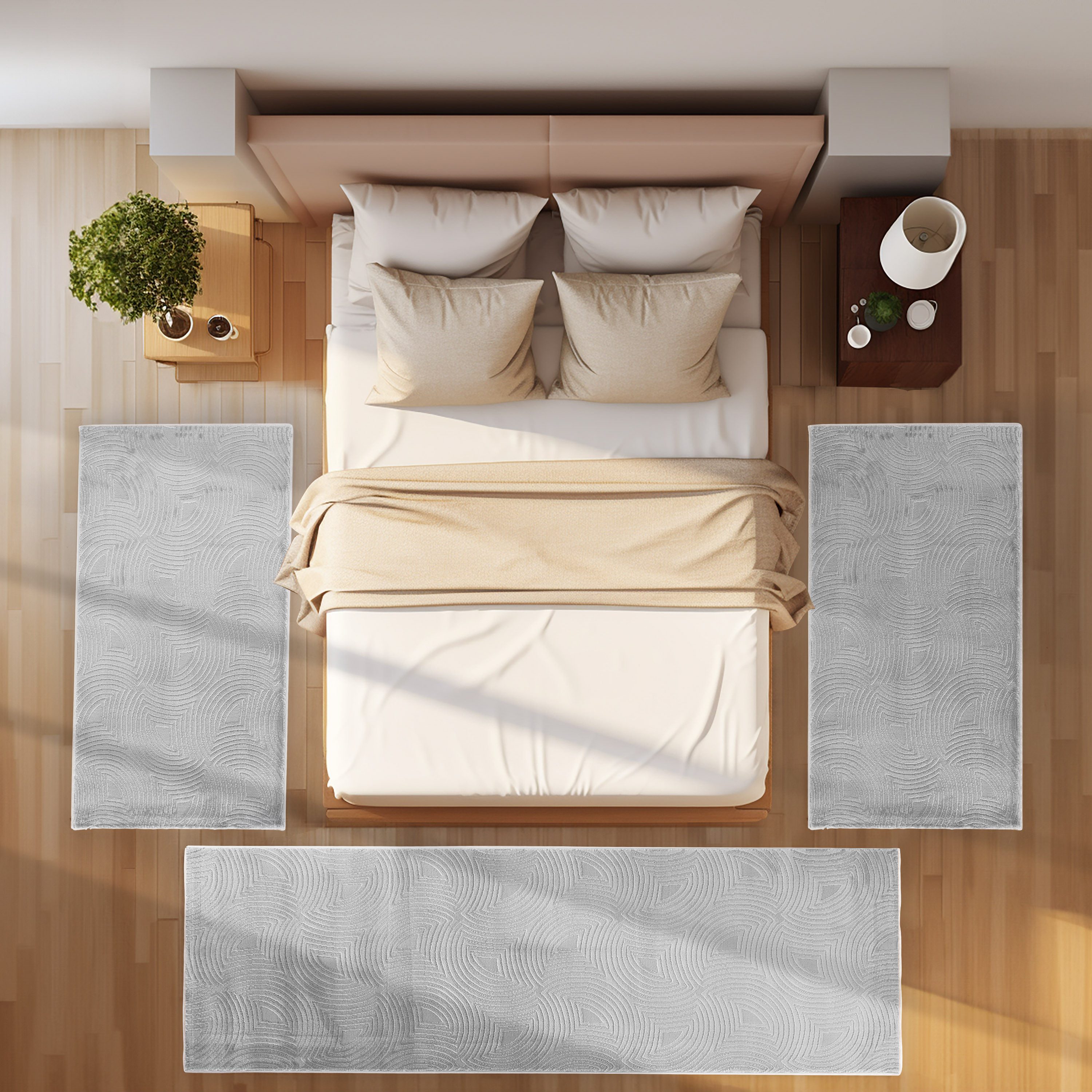 SIMPEX24 Kurzflor-Bettumrandung Skandinavisches Boho Muster, Höhe günstig online kaufen