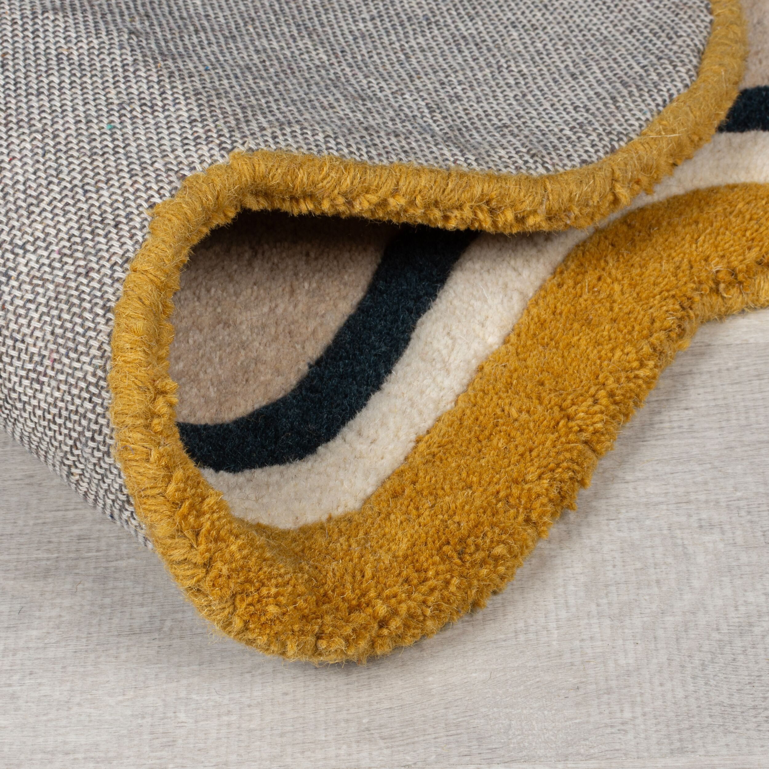 FLAIR RUGS Wollteppich LEO SCALLOP BORDER, rechteckig, Höhe: 8 mm, Woll Border Teppich, mit Muschelsaumkante