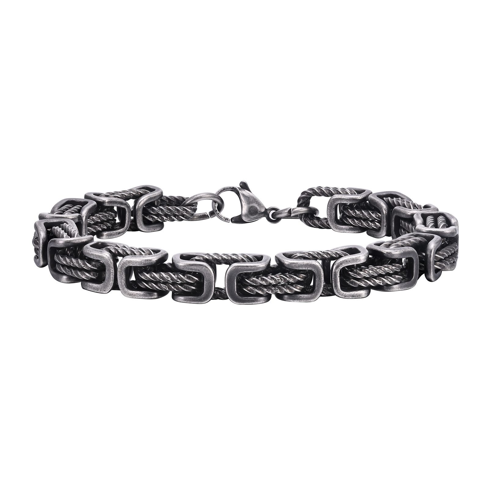 KARMA Königsarmband Herren Armband Edelstahl Altsilber Edelstahlarmband (Geschenk für Ihn, modern Schmuck für Männer), Herrenschmuck Männerarmband