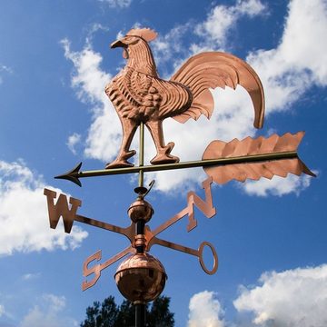 MAXSTORE Windspiel Wetterhahn aus Kupfer Windspiel Windrad, Höhe 133 cm, 3D Relief