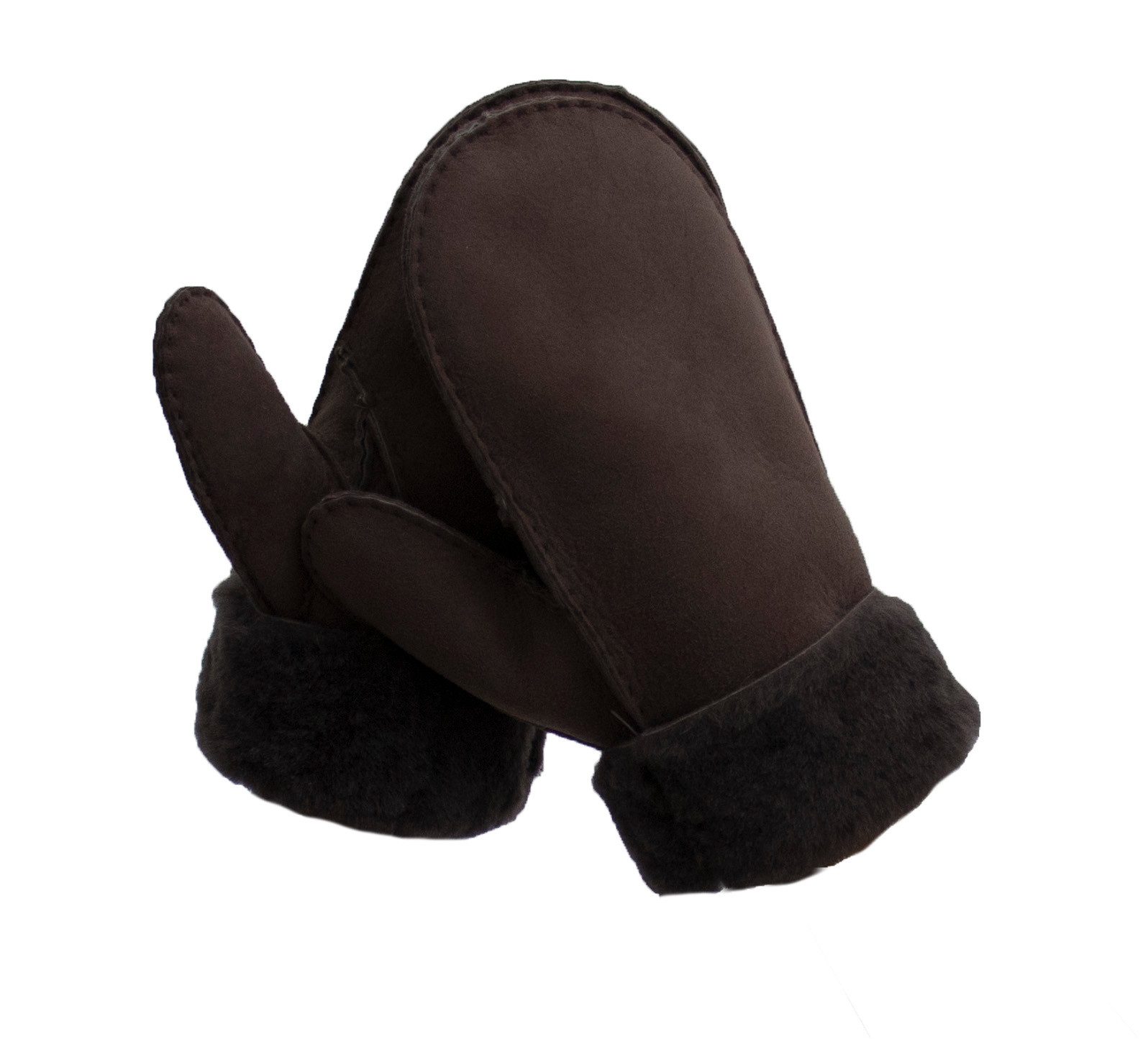 Reissner Lammfelle Lederhandschuhe Fäustlinge Faust Handschuhe Lammfell mit Veloursleder (2-St) mit umgeschlagbarem Rand