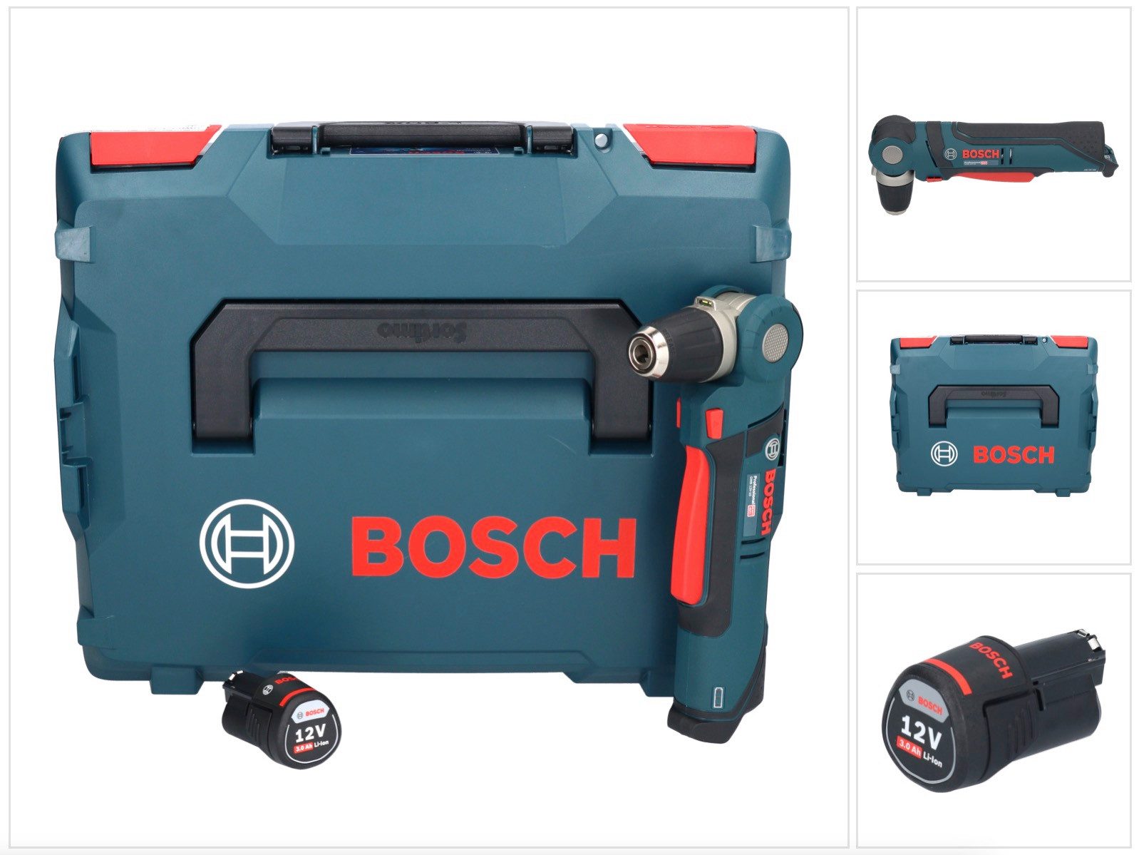 Bosch Professional Akku-Winkelbohrmaschine GWB 12V-10 12 V + 1x Akku 3,0 Ah + L-Boxx - ohne Ladegerät