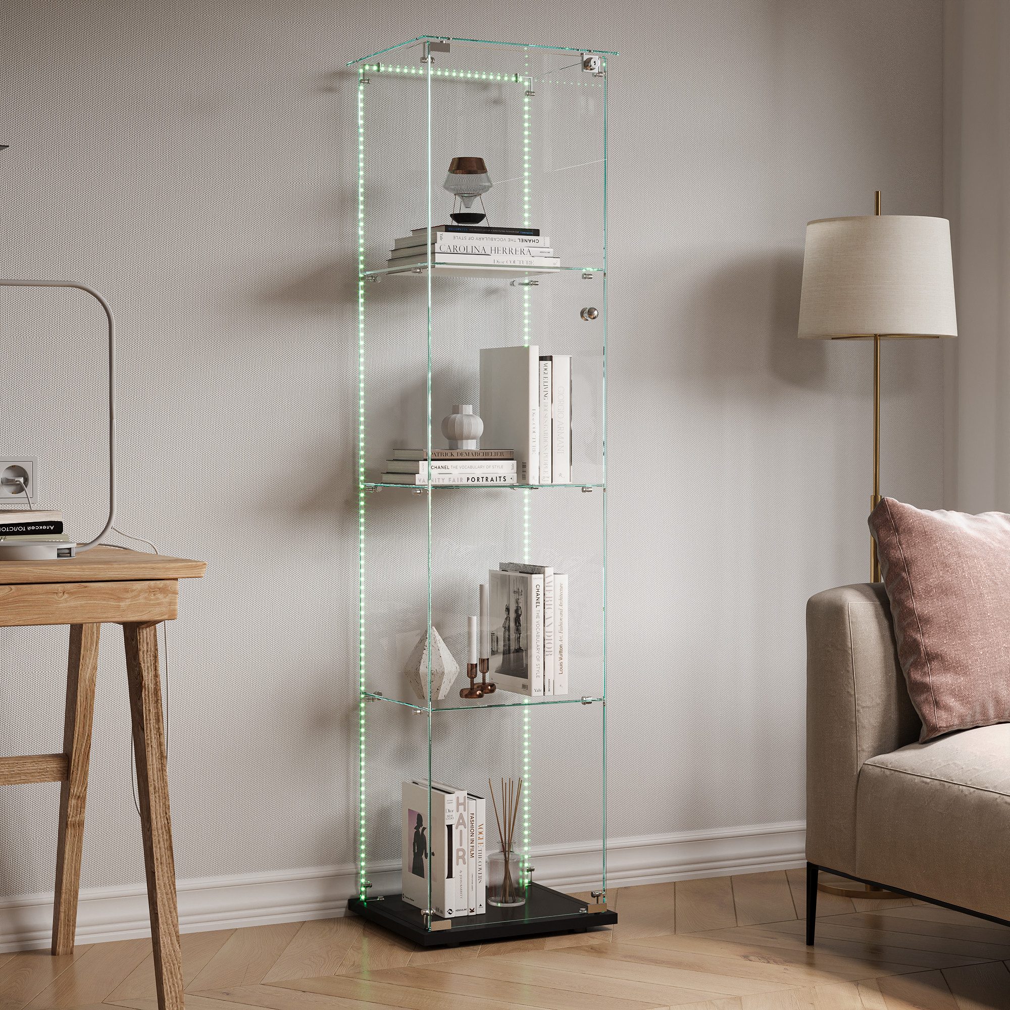 FUROKOY Glasvitrine Standvitrinen, Vitrine aus gehärtetem günstig online kaufen