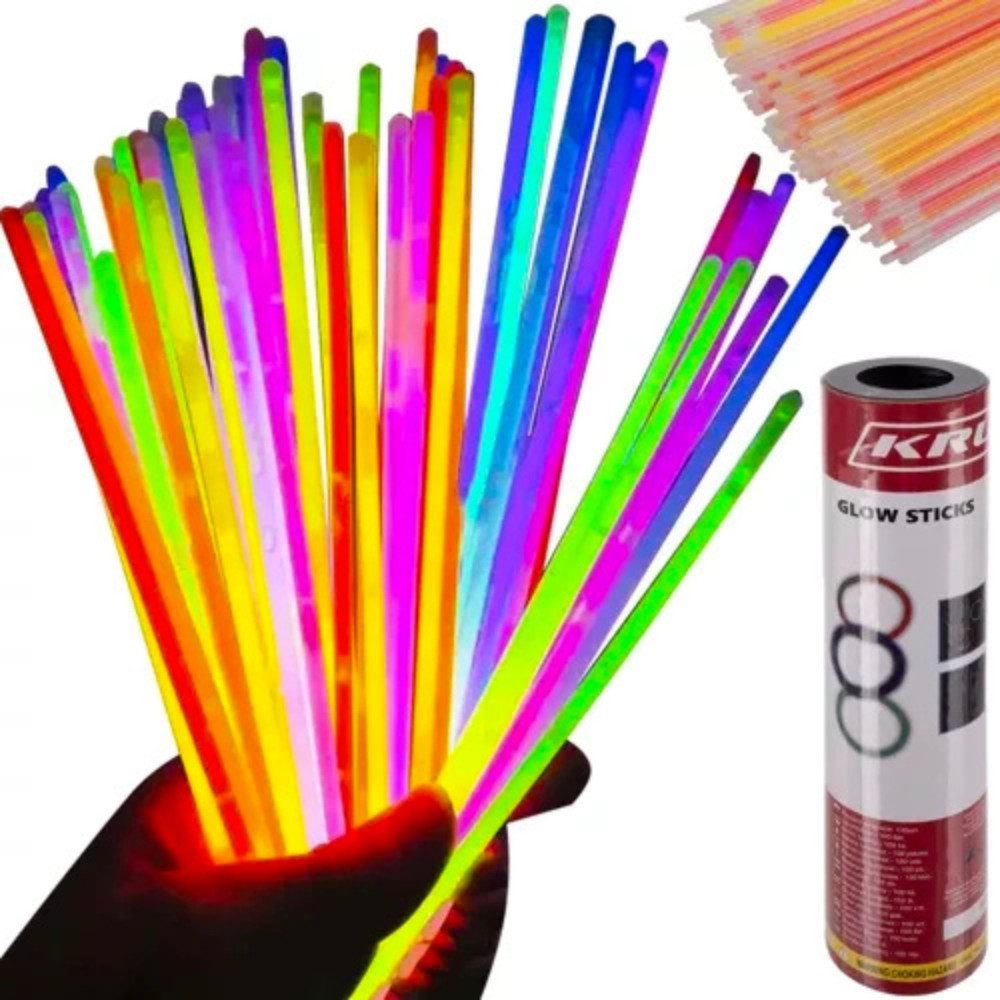 KRUZZEL Knicklicht Leuchtstäbe 100 Stück, 8 bunten Farben inkl. 100 Verbindern für Party, Festival