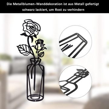 Lollanda Wanddekoobjekt 3 Stück Metallblumen-Wanddekoration, Metallwandskulptur (3 St), minimalistische Blumen-Metall-Wanddekoration