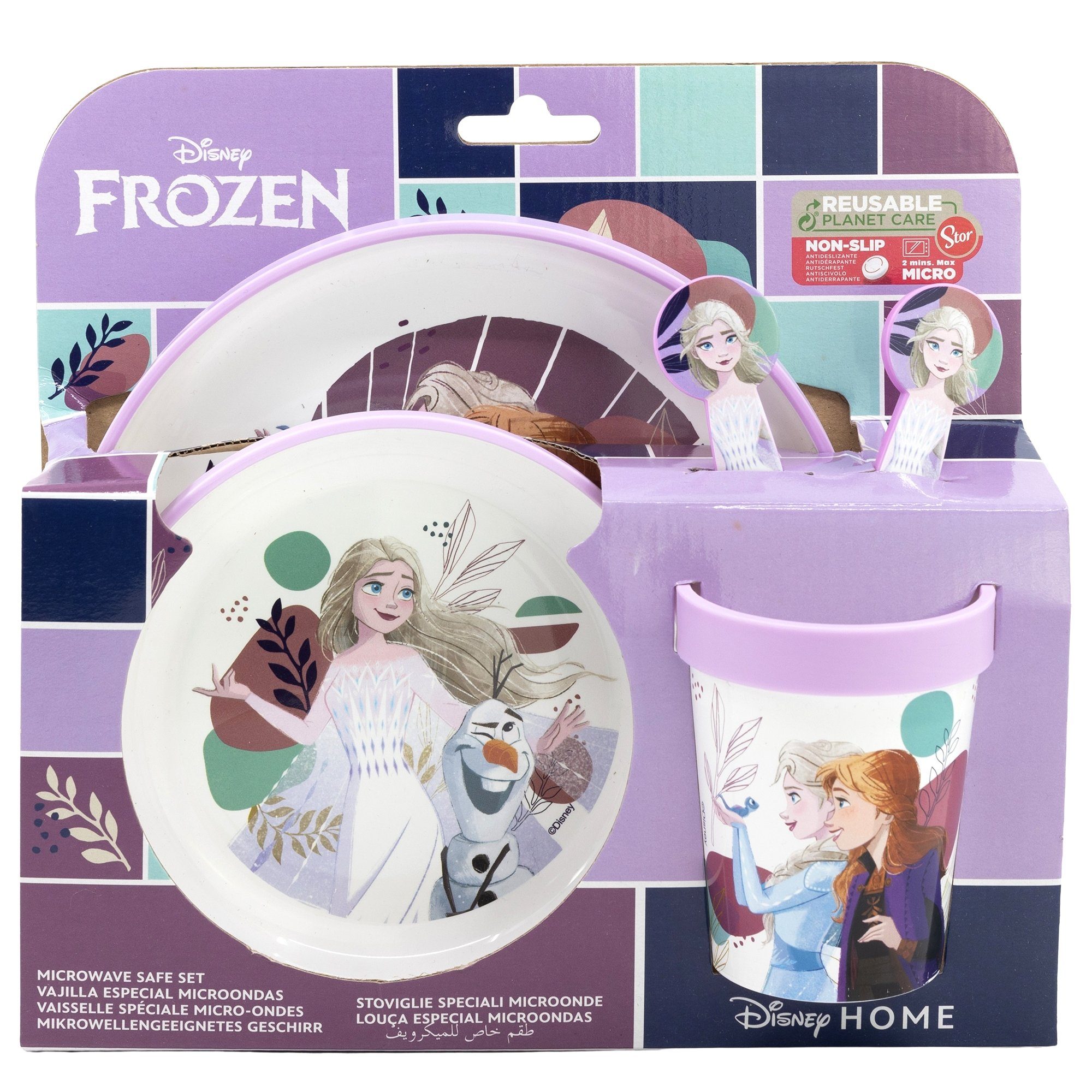 Disney Frühstücks-Geschirrset Disney Die Eiskönigin 5 teiliges Antirutsch Geschirr-Set (5-tlg), 1 Personen, Kuststoff, Becher Teller Schüssel Besteck