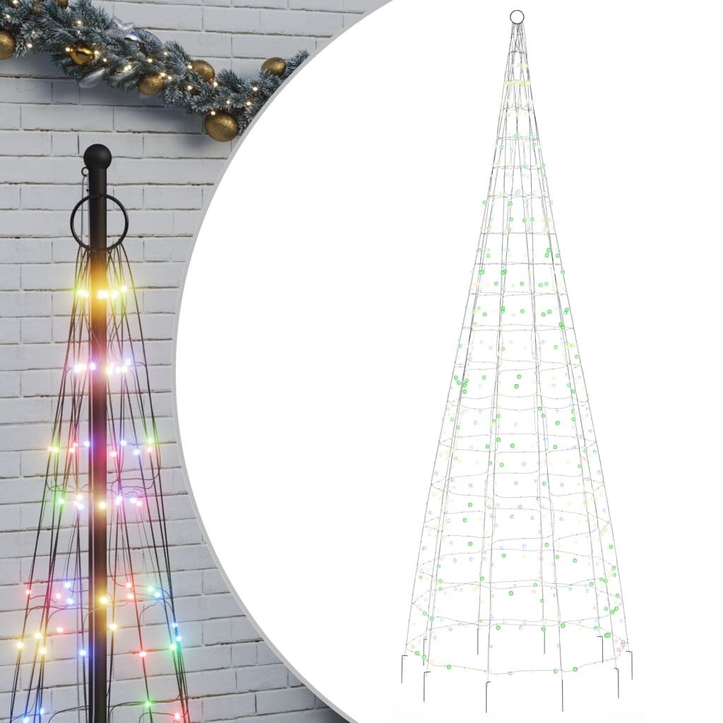 furnicato Künstlicher Weihnachtsbaum LED-Weihnachtsbaum für Fahnenmast 550 LEDs Mehrfarbig 300 cm