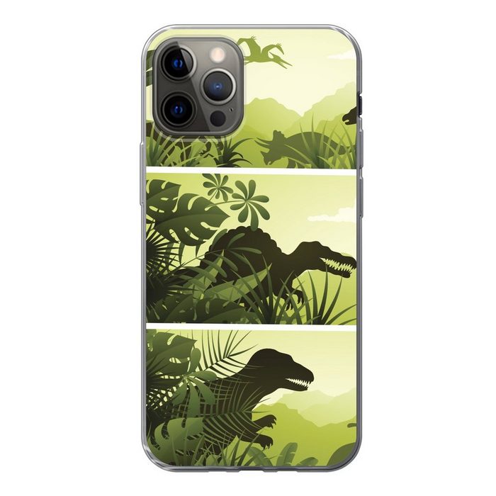MuchoWow Handyhülle Dinosaurier - Dschungel - Illustration - Kinder - Kind Handyhülle Apple iPhone 12 Pro Smartphone-Bumper Print Handy