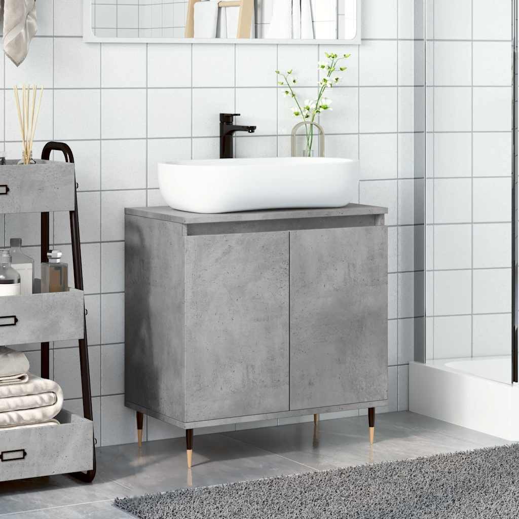 vidaXL Badezimmer-Set Badschrank Betongrau 58 x 33 x 60 cm Holzwerkstoff, ( günstig online kaufen