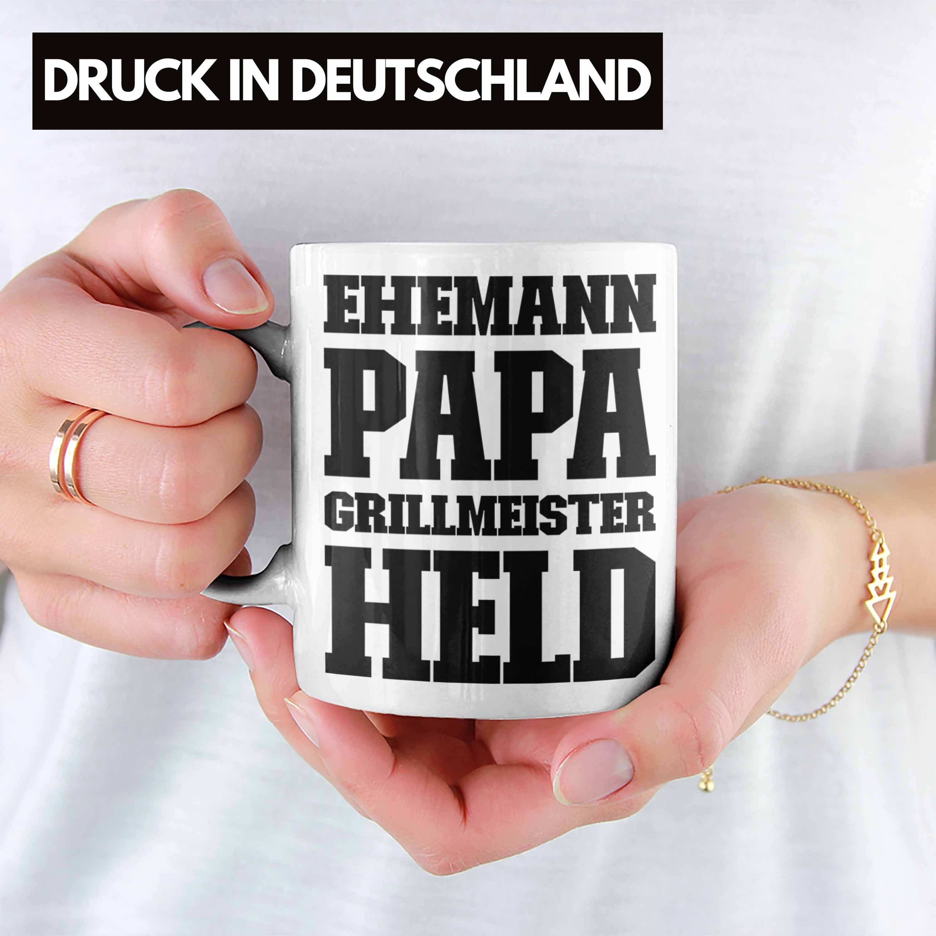 Held Tasse Vatertag Geschenkidee Sommer Trendation Trendation Weiss Ehemann Becher - Kaffeetasse Tasse Geschenk Grillen Papa