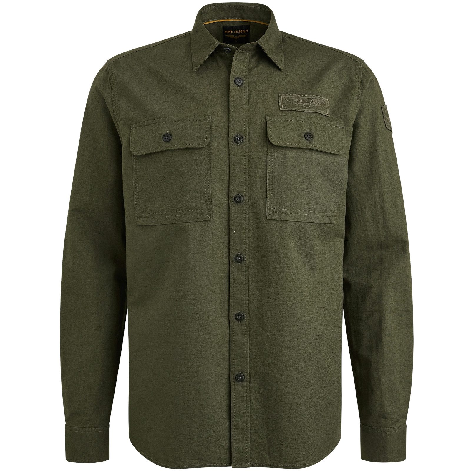 PME LEGEND Flanellhemd Long Sleeve Shirt Cotton/linen OLIVE NIGHT günstig online kaufen