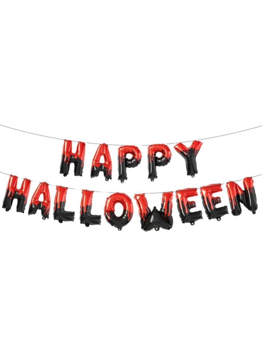 Smiffys Girlande Happy Halloween Party Deko Folienballon Girlande, Für ein blutiges 'Willkommen' auf Deiner Halloweenparty