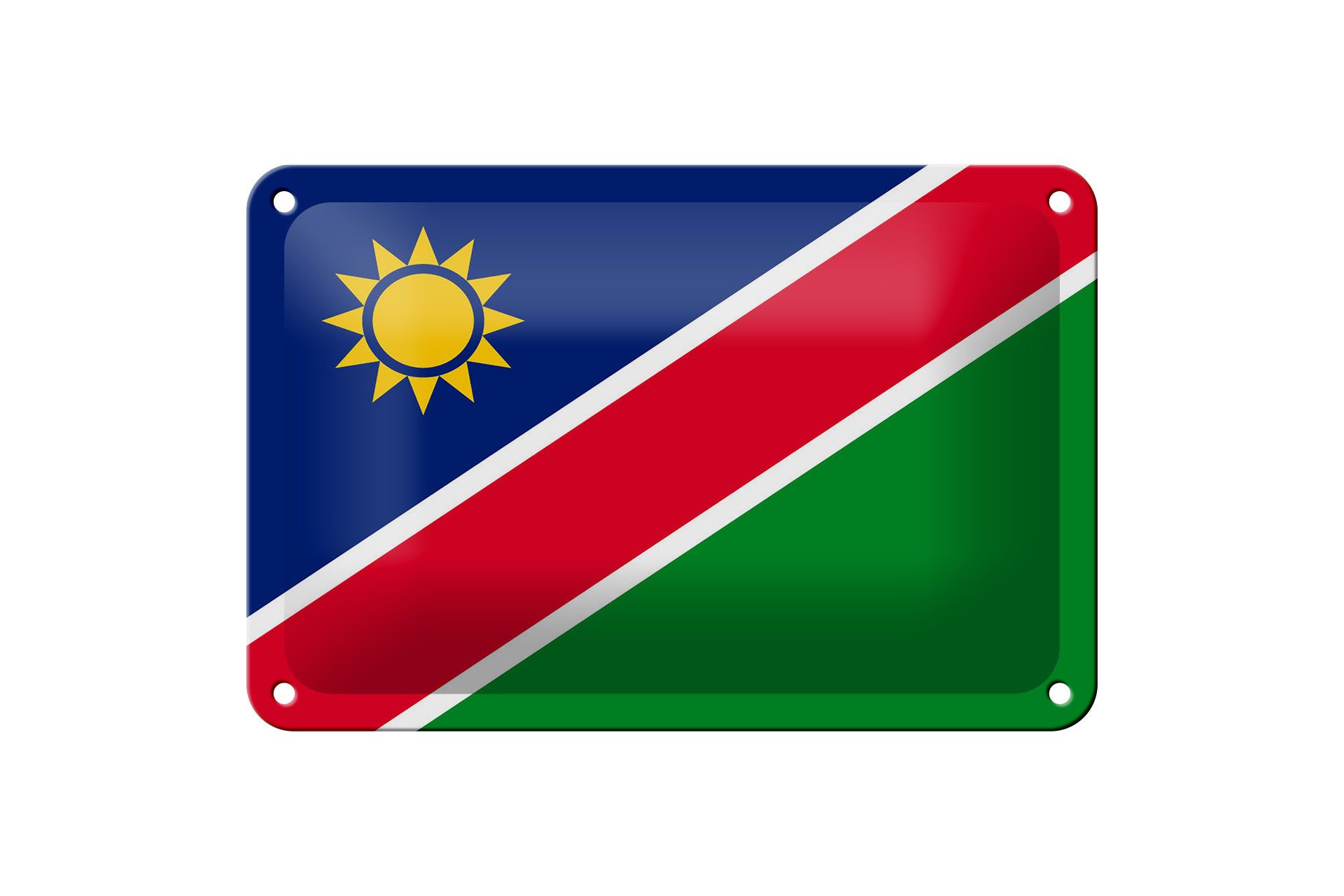Femer GmbH Metallschild Flagge Namibias 18x12cm Flag of Namibia, (1 St), gewölbte Oberfläche, abgerundete Ecken, umgeschlagene Kanten