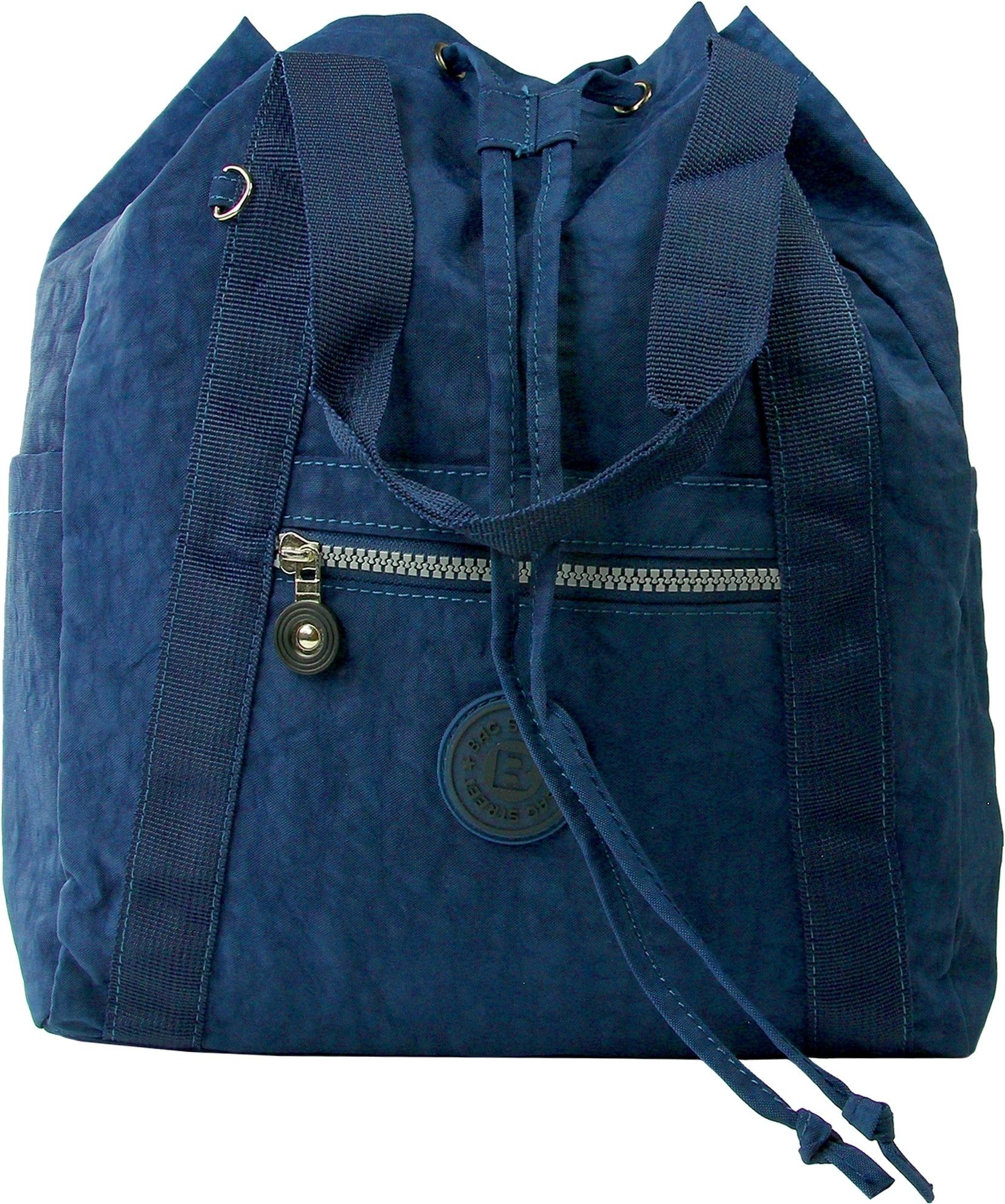 BAG STREET Cityrucksack Bag Street Rucksack Crinkle Nylon navy, Damen, Jugend Cityrucksack, Freizeithandtasche Nylon, blau 33cm hoch