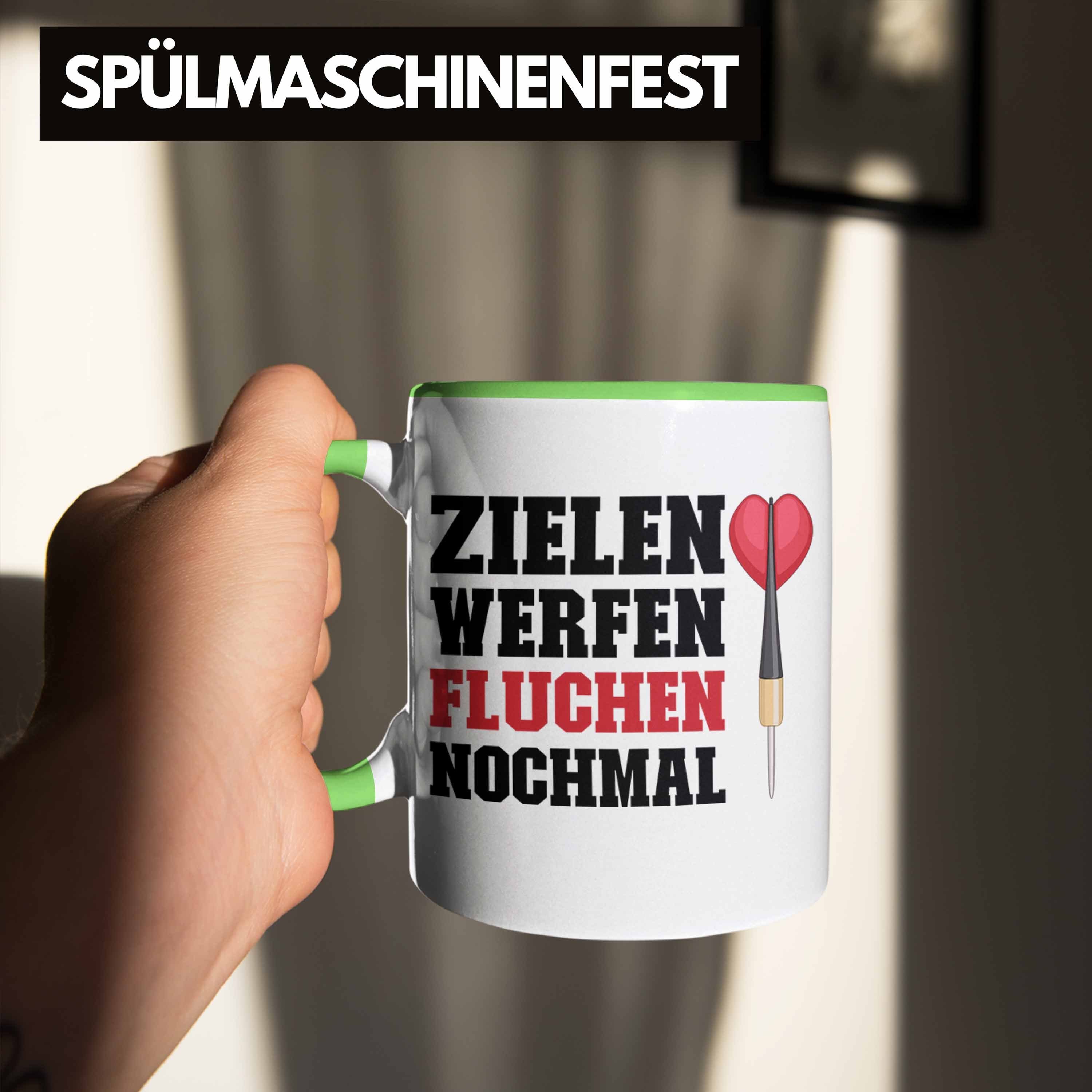 Nochmal Werfen Männer Tasse Geschenkidee Dart-Spieler Zielen Dartpfeil - Spruch Fluchen Dart Trendation Trendation Tasse Grün