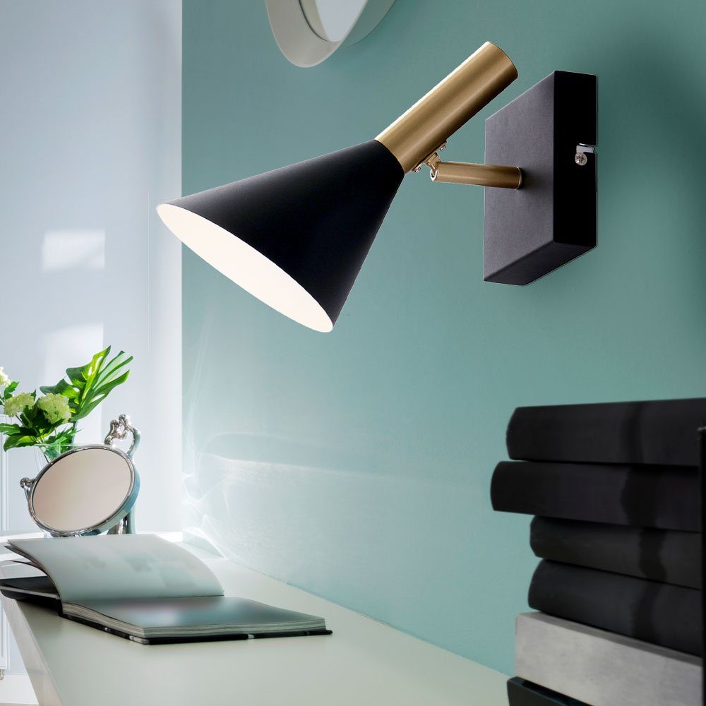 Lampe LED inklusive, etc-shop Spot Leuchtmittel Wandleuchte, Strahler Ess nicht Design Wand SCHWARZ Wohn GOLD