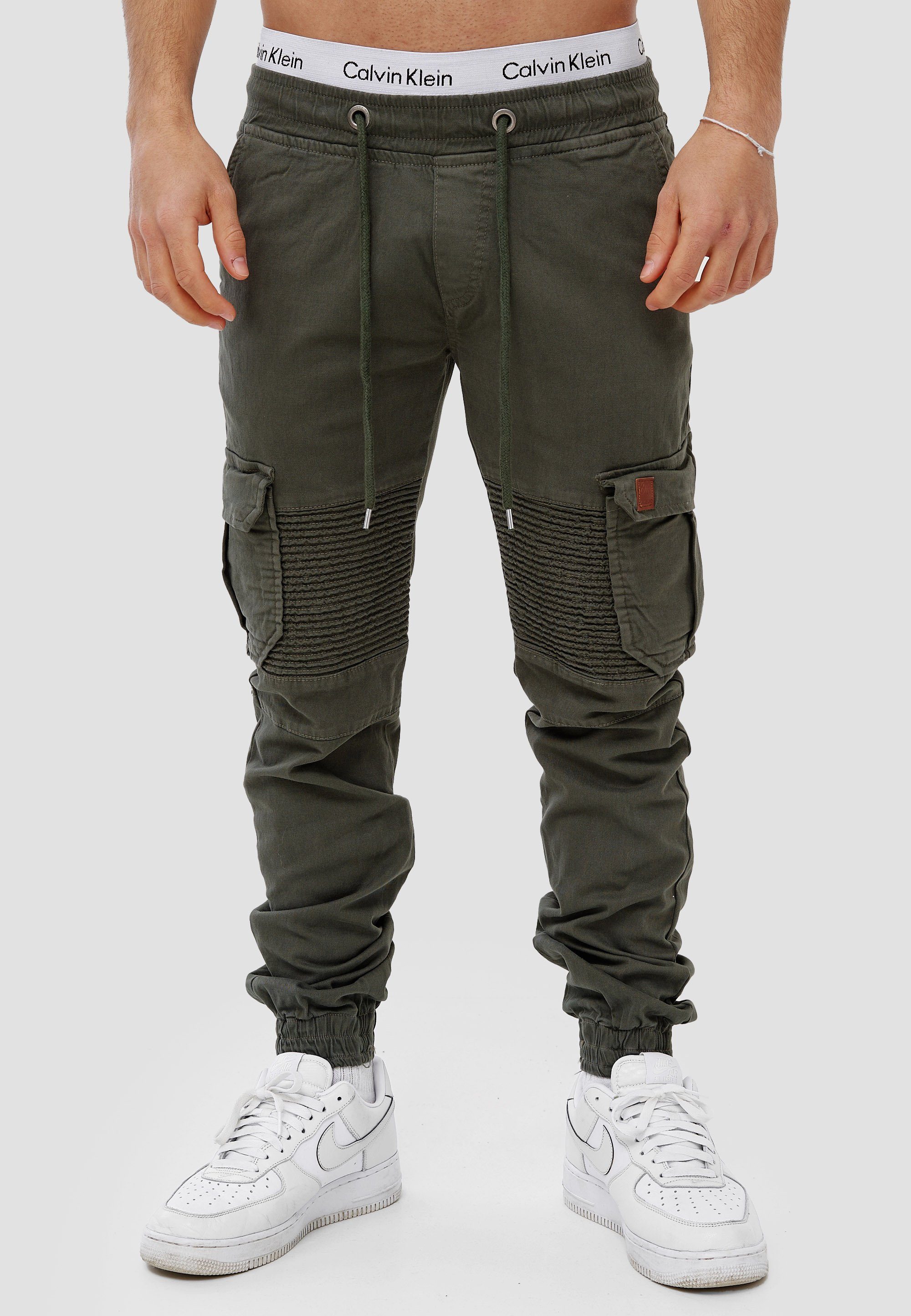 Casual Cargohose Khaki Freizeit 1-tlg) (Chino Streetwear, H-3414 Straight-Jeans OneRedox Business