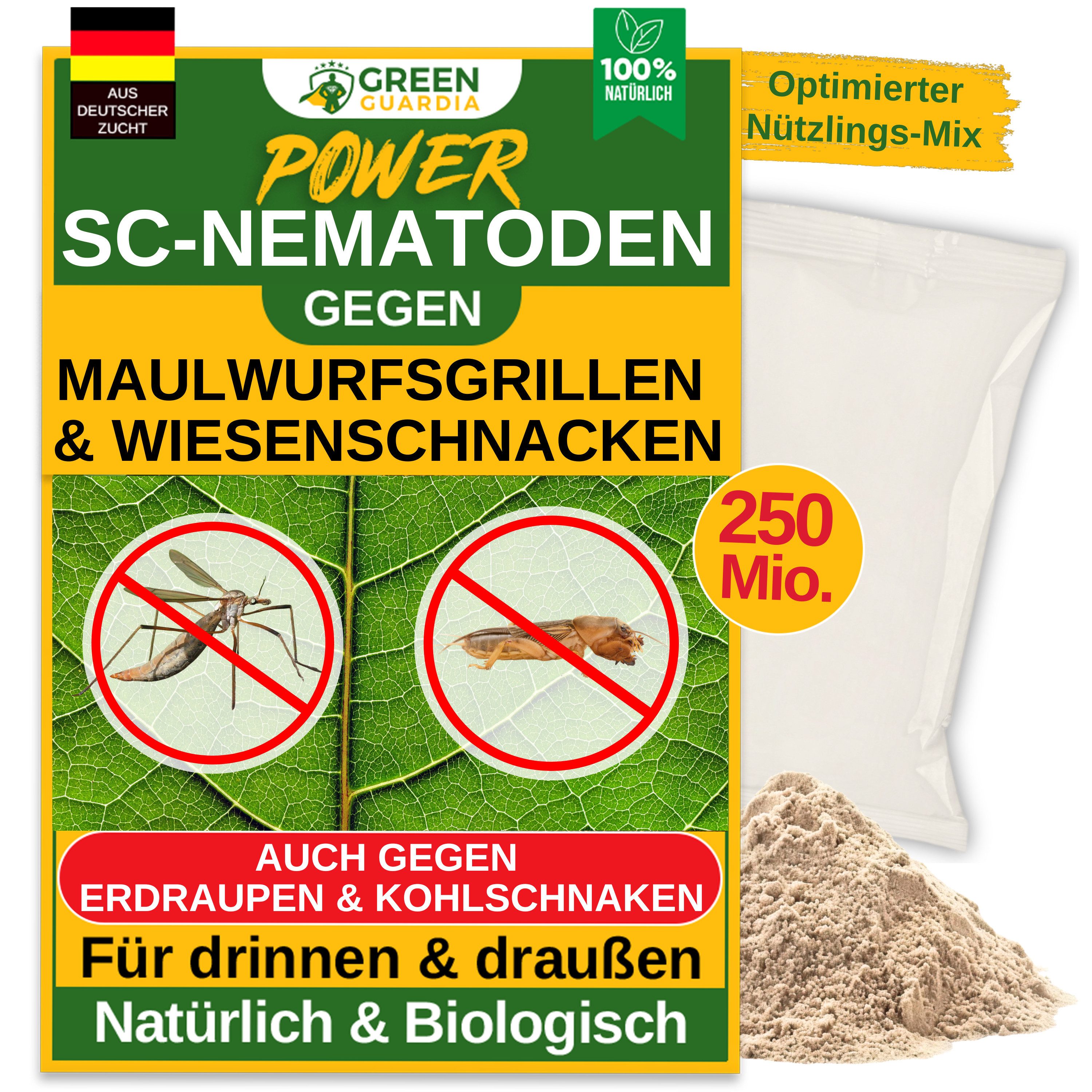 Insektenvernichter SC-Nematoden gegen Maulwurfsgrillen, Wiesenschnaken und Erdraupen