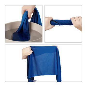 relaxdays Sporthandtuch 4x Kühlendes Handtuch in Blau