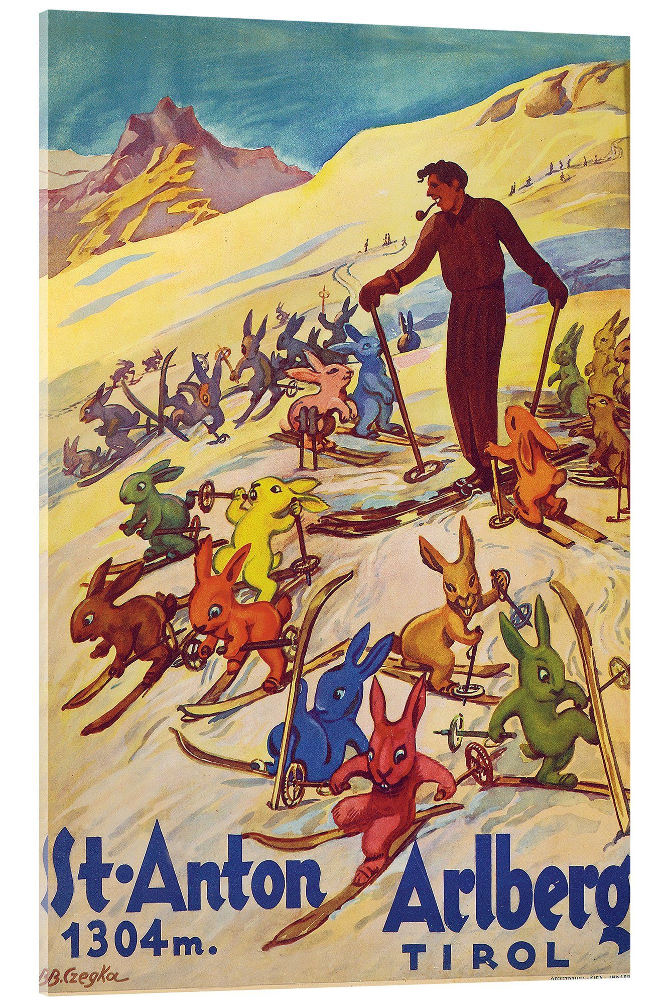 Acrylglasbild Vintage Ski Collection