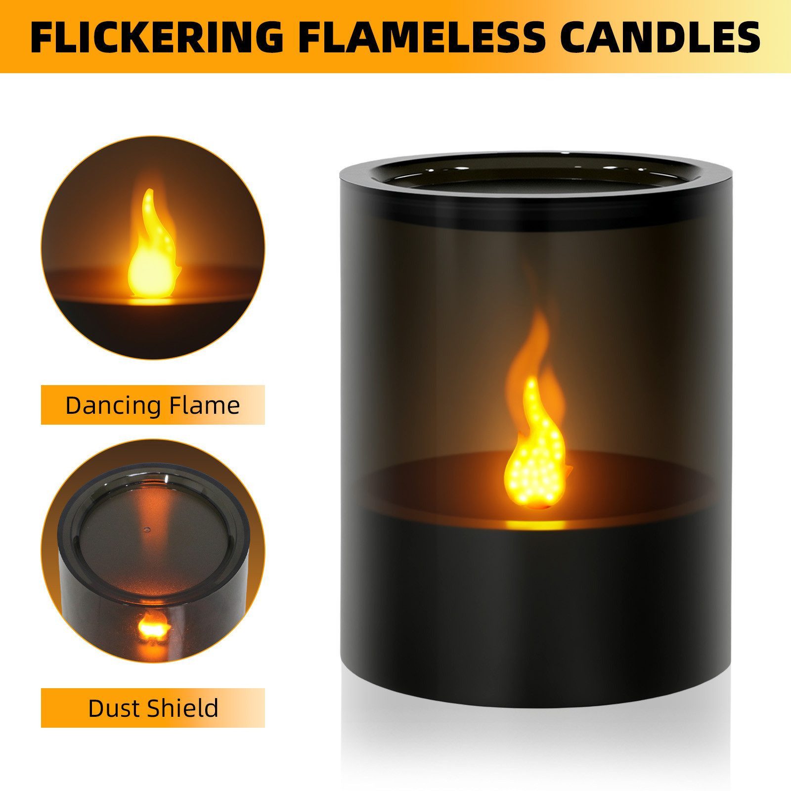 OZAVO LED-Kerze 2er Set Flammenlose LED Kerzen flackernde Flammenkerze, Dekorative Kerzen für Zimmer, Partys und Weihnachtsdekoration