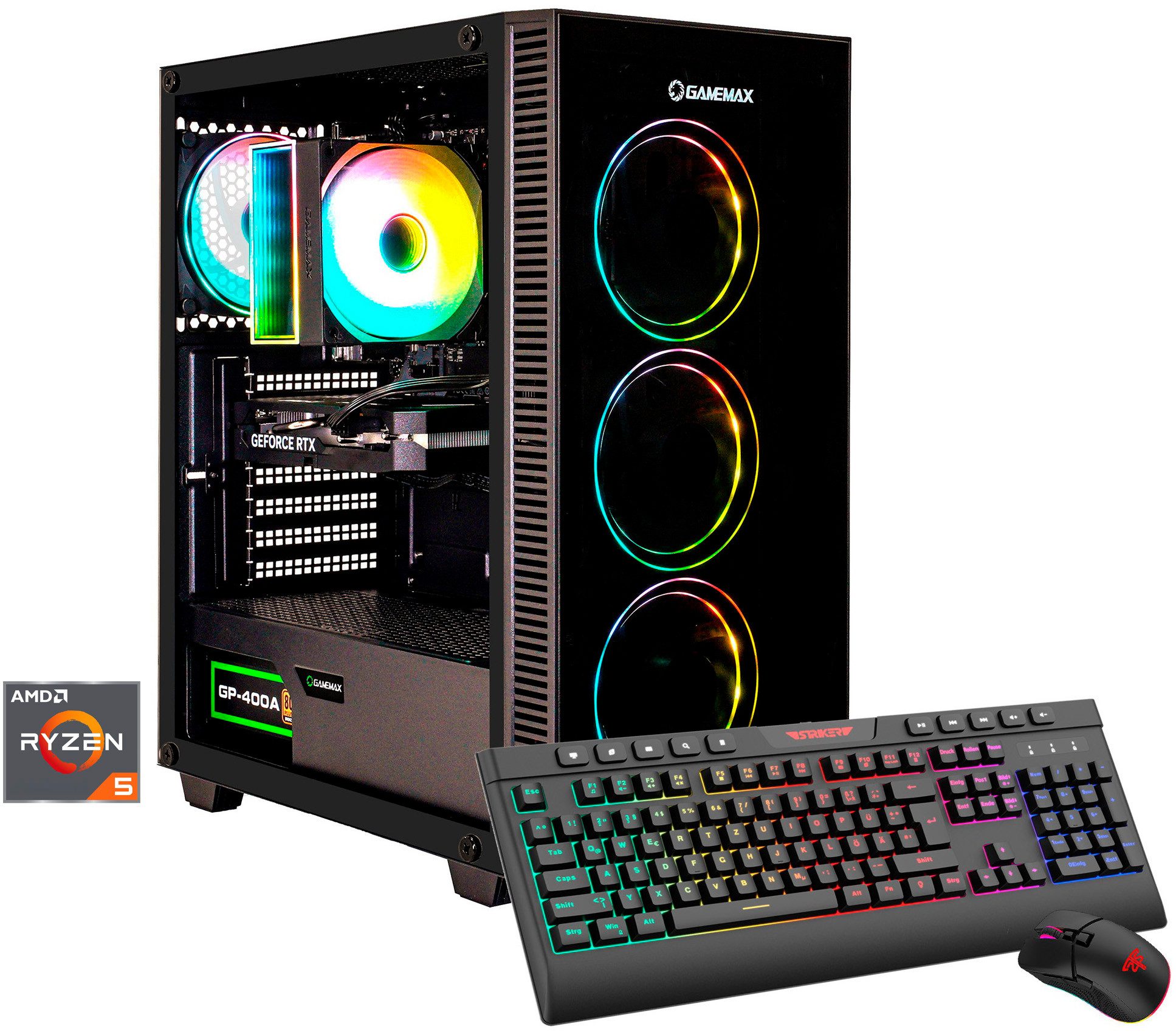 GAMEMAX Draco XD 8177 AMD Ryzen 5 9600X 32GB DDR5 1TB SSD RTX 5060 Gaming-PC (AMD Ryzen 5 9600X, RTX 5060, 32 GB RAM, 1000 GB SSD, Luftkühlung aktiv, Windows 11, DDR5 RAM)