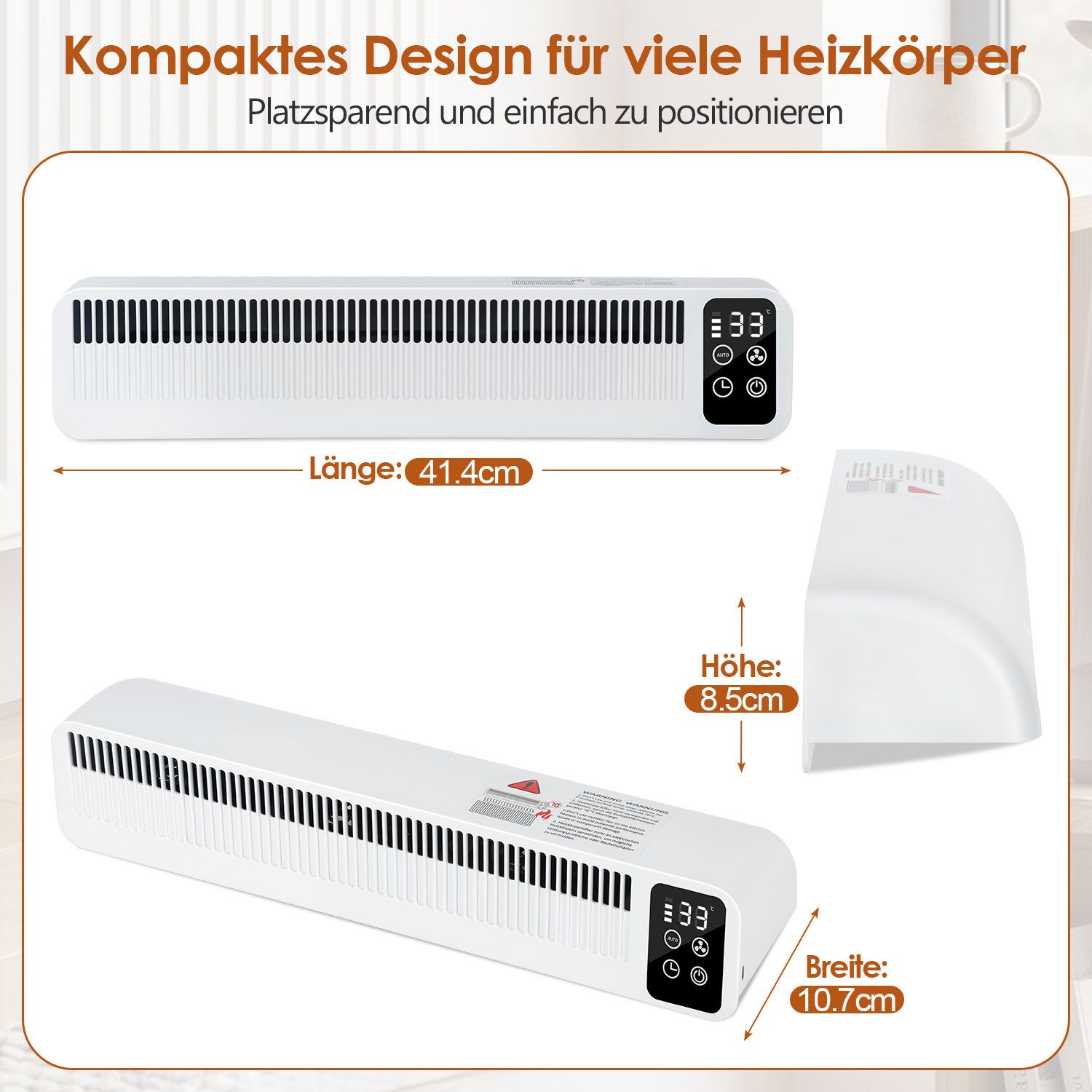 Clanmacy Heizkörperventilator Heizkörperverstärker 3 Lüfter mit Akku, Auto-Modus, Timer, magnetisch – Bild 2 von 5