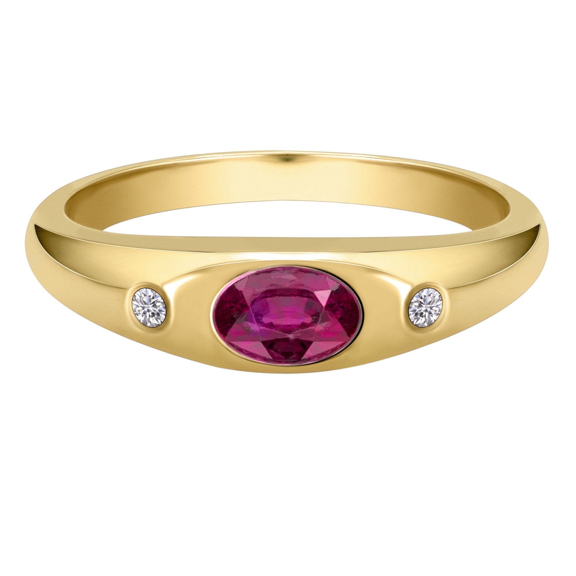 ONE ELEMENT Diamantring 0,03 ct Diamant Brillant Rubin Ring aus 585 Gelbgold, Damen Gold Schmuck