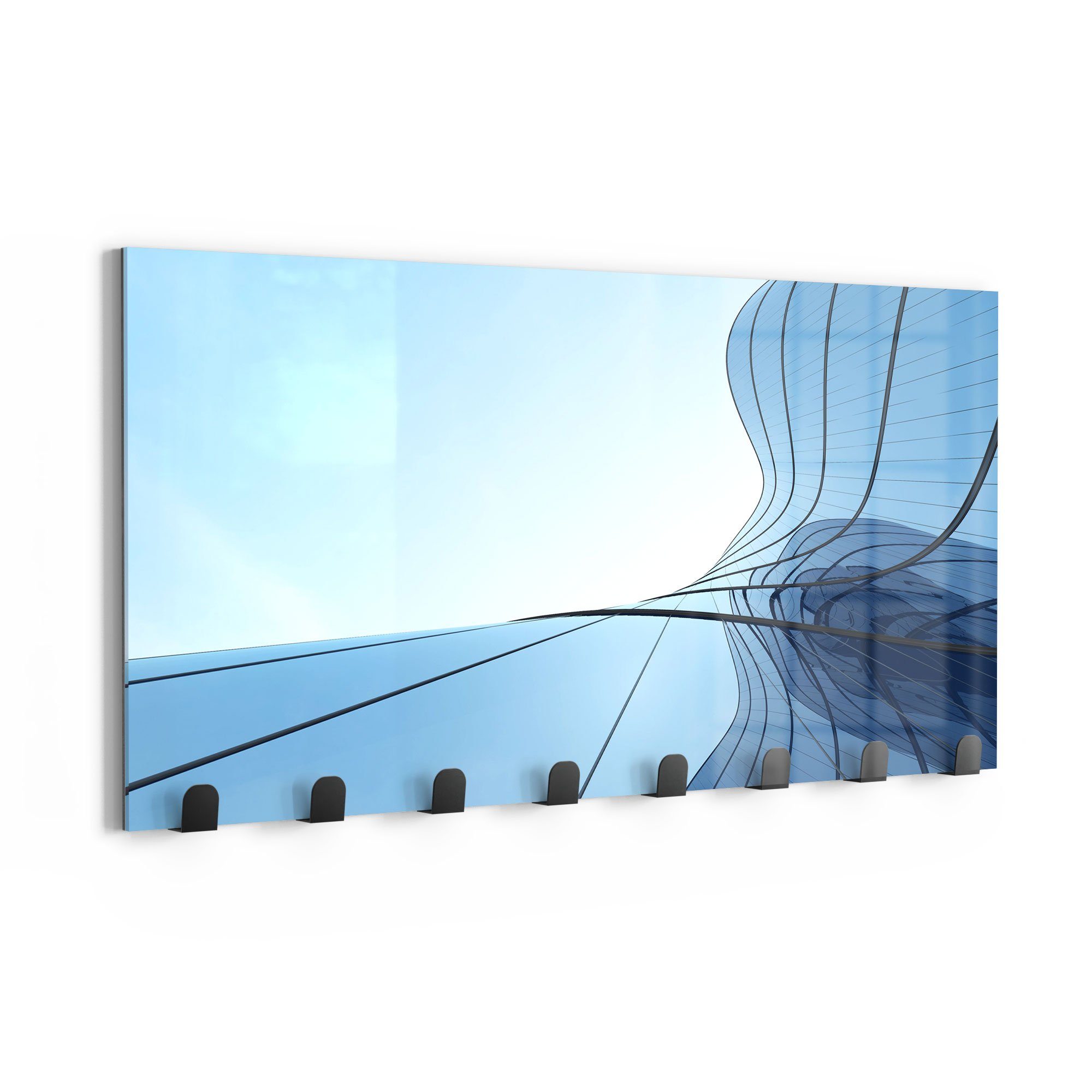 DEQORI Kleiderhaken 'Spiegelfläche an Gebäude', Glas Garderobe Paneel magnetisch beschreibbar