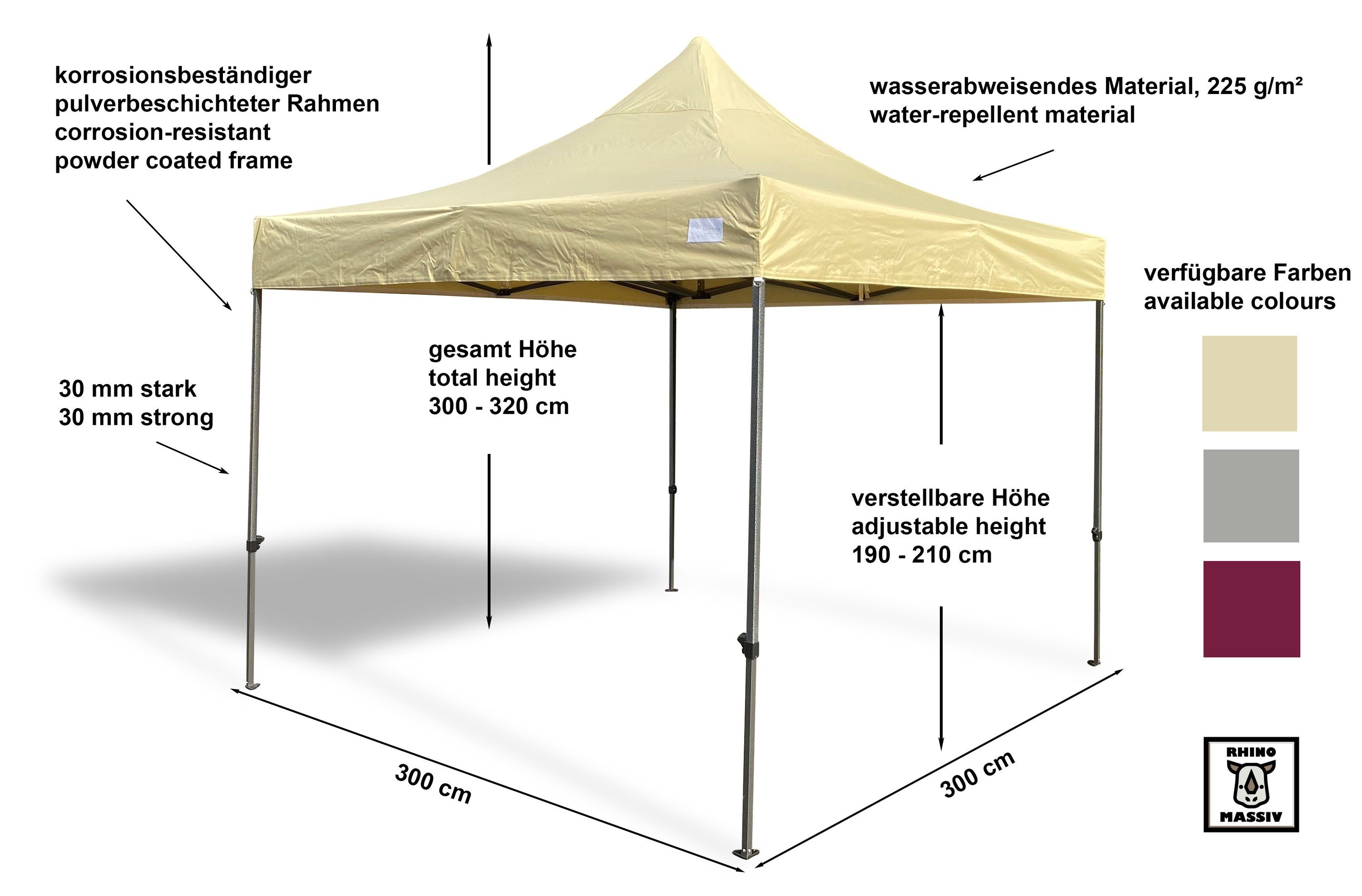 Grasekamp Pavillon Faltpavillon Modena 3x3m günstig online kaufen