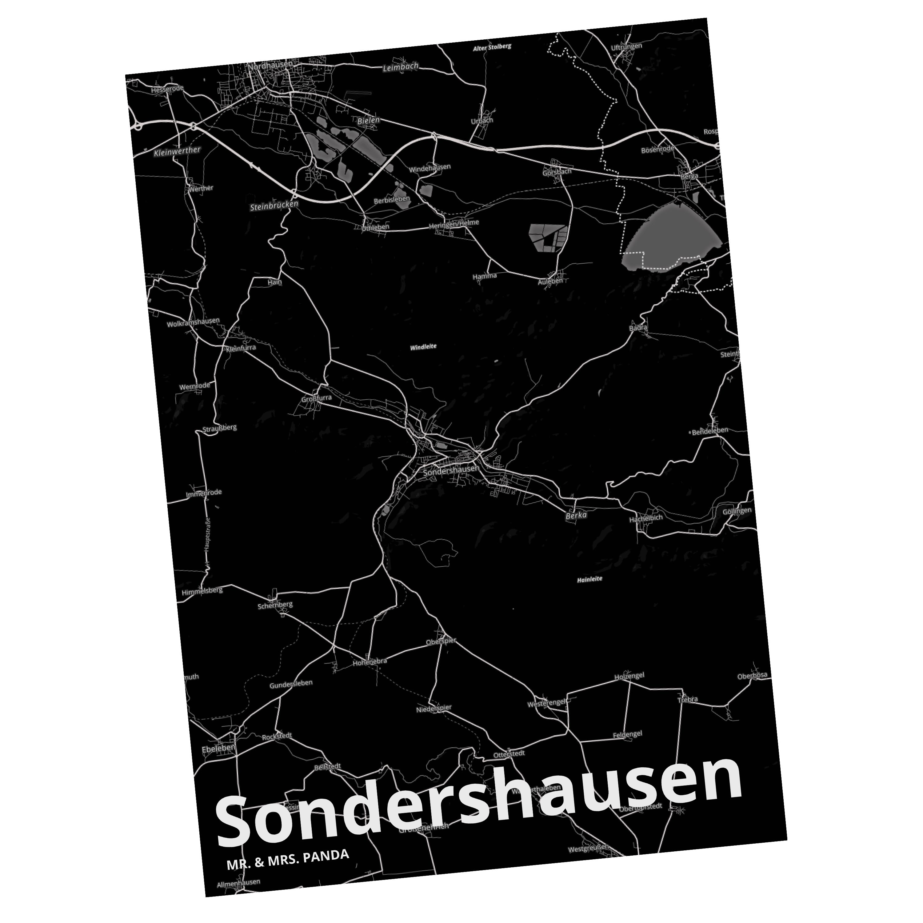 Mr. & Panda Geschenk, Stadt Dorf Einladungskarte, Städte, - Mrs. Karte Sondershausen L Postkarte