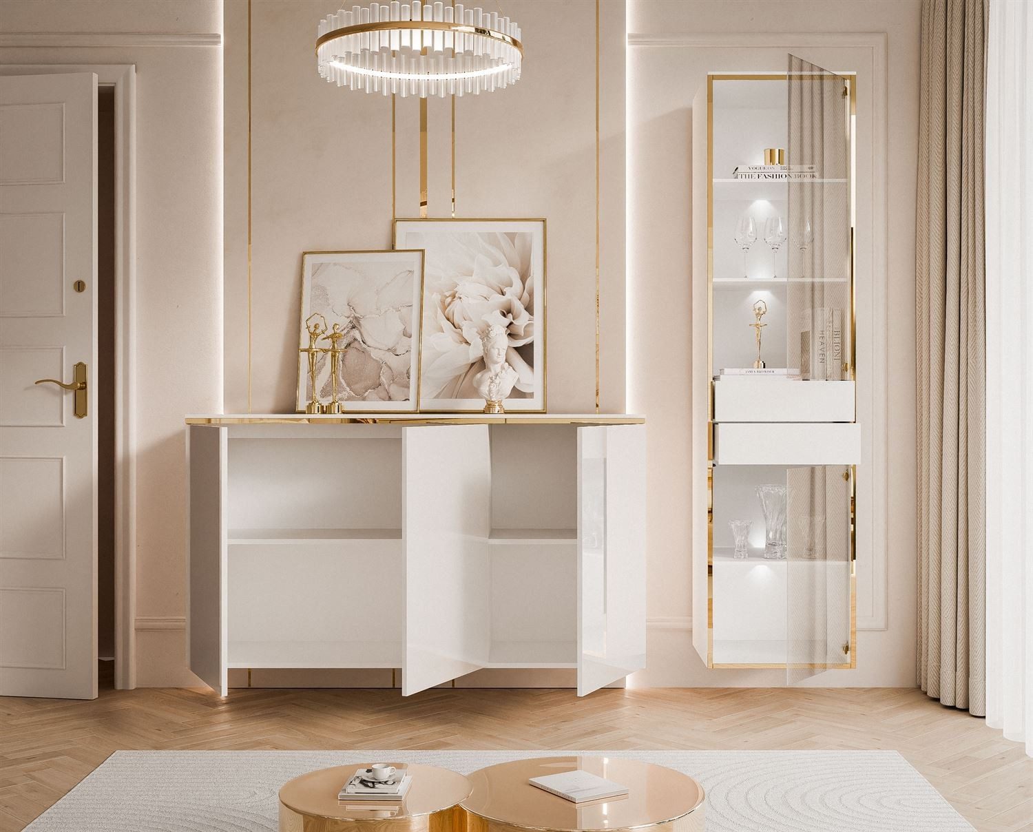 ALLHOUSE24 Wohnzimmer-Set PEONY weiß Hochglanz/ weiß günstig online kaufen