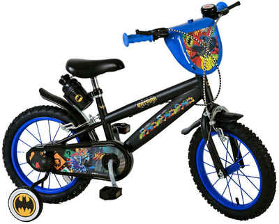 Volare Kinderfahrrad Kinderfahrrad Batman für Jungen 14 Zoll Kinderrad in Schwarz Fahrrad