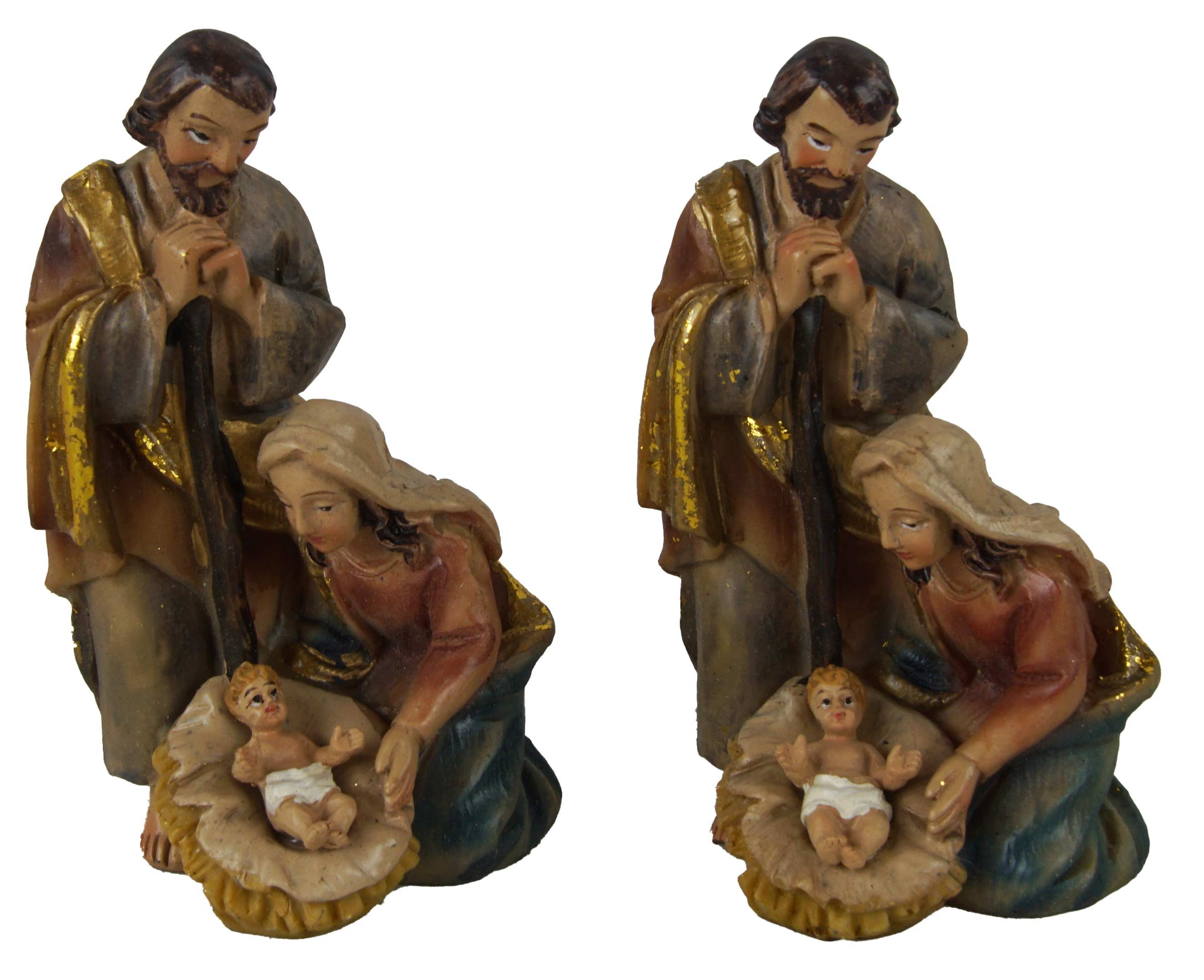 dekoprojekt Krippenfigur 2er Set Krippenfiguren „Heilige Familie“ K449 (Set, 2 St., 2tlg), Detailreiche Krippenfiguren mit edlen goldenen Akzenten aus Polystone