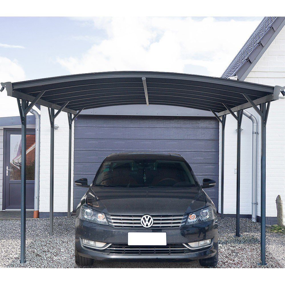 HOME DELUXE Einzelcarport Carport FALO, BxT: 300x505 cm, 240 cm Einfahrtshöhe, (inkl. Regenrinnen & Doppelstegplatten), UV-Schutz, Korrosionsbeständig I Aluminium Überdachung für Autos