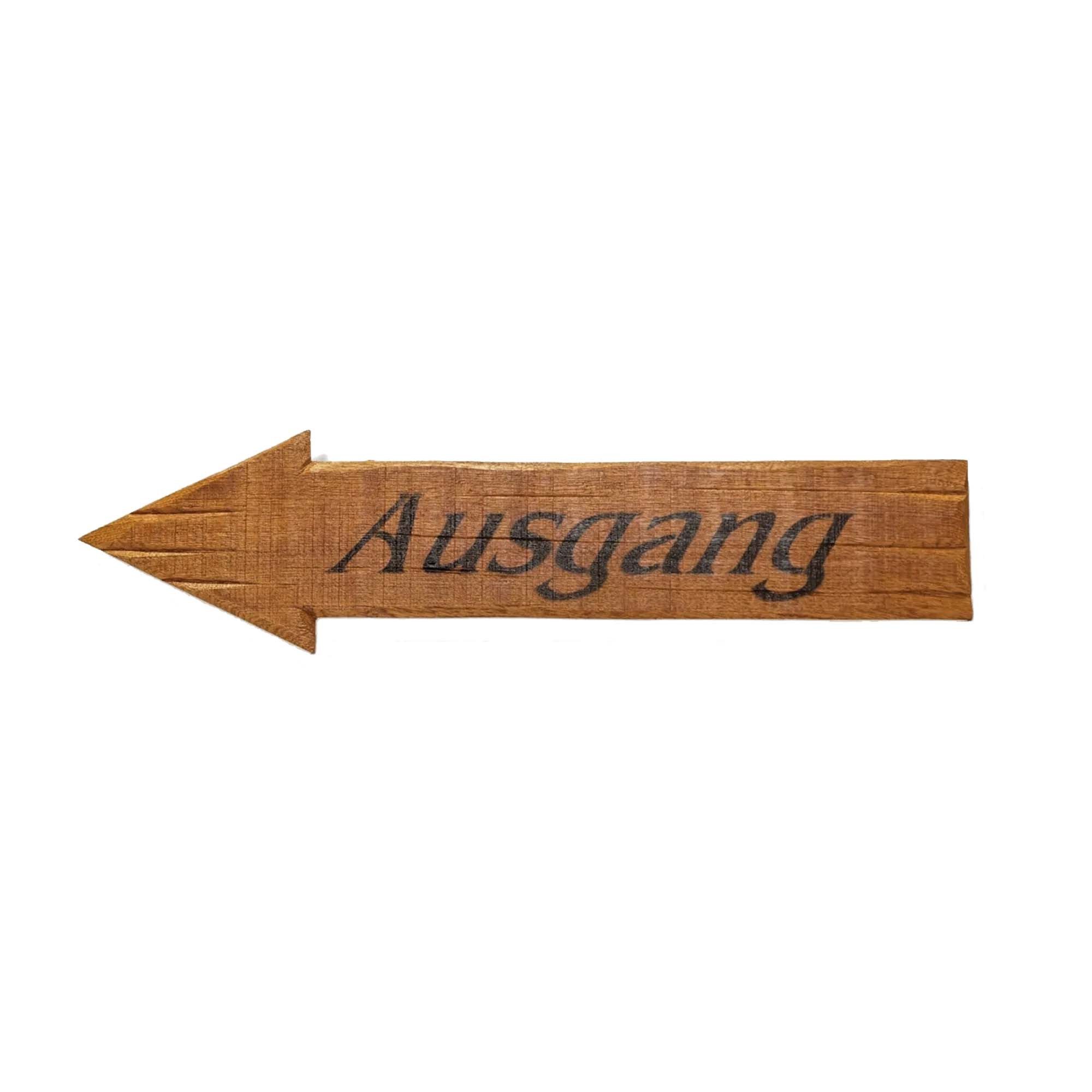 tecuro Deko-Schriftzug Statement Schild aus hochwertigem Hartholz handmade - Ausgang, braun