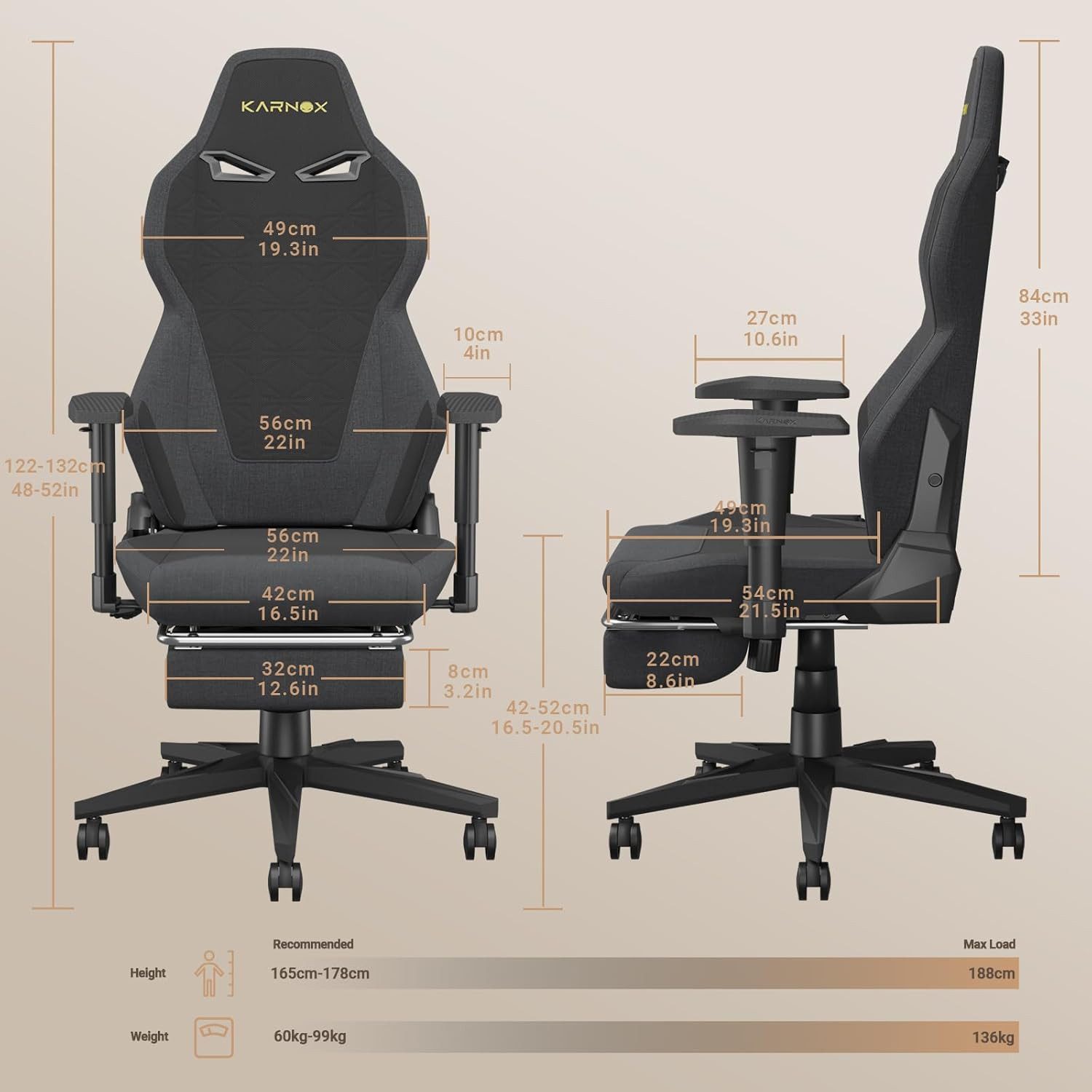 KARNOX Gaming-Stuhl Legend (Einzelstuhl), Ergonomischer Stuhl mit 4D Armleh günstig online kaufen