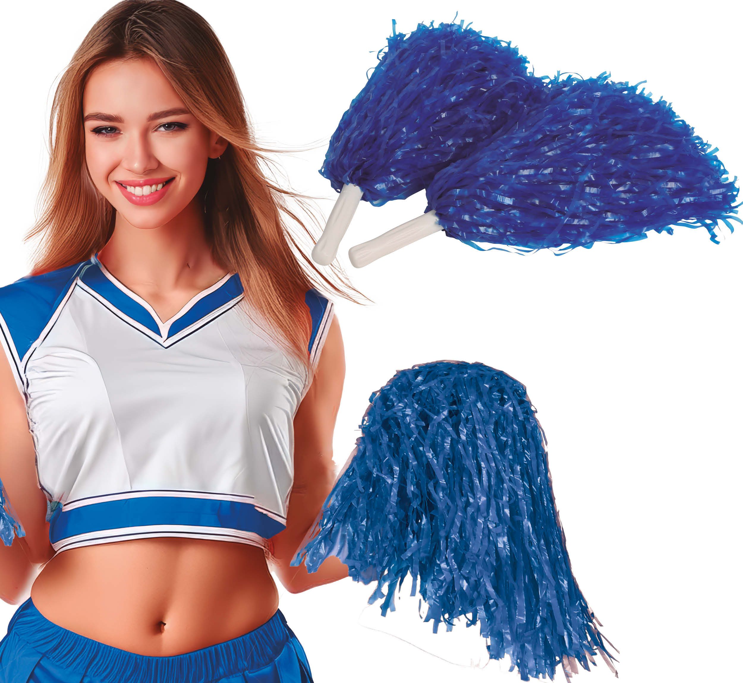 Fiestas Guirca Kostüm, Sportlicher Karnevalstaumel Cheerleader Pom Poms Kostüm Zubehӧr Erwa