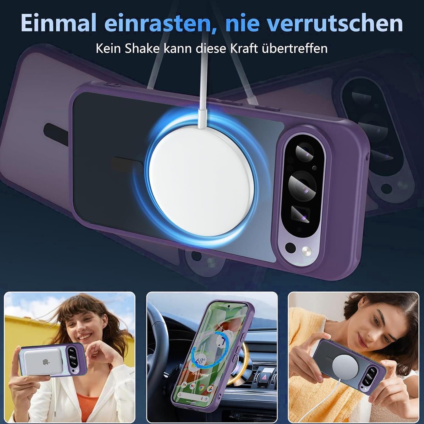 CoolGadget Handyhülle Magnet-Hülle für Pixel 10 Pro Schutzhülle magnetisch 6,3 Zoll, Hülle Matt Stoßfest kompatibel mit QI-Laden Zubehör Kameraschutz Case – Bild 4 von 5