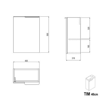 Bernstein Badmöbel-Set TIM, (Komplett-Set, Waschtischunterschrank 40cm mit Waschbecken), Farbe & Griff wählbar / vormontiert / feuchtigkeitsresistent